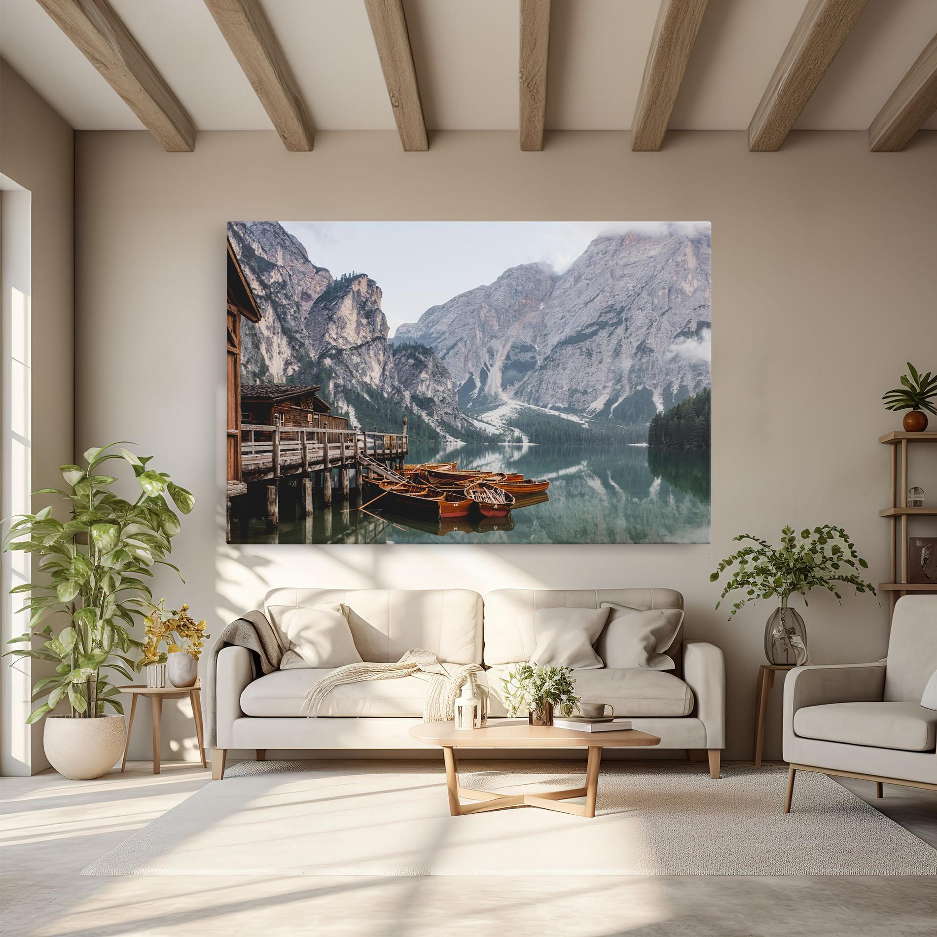 Tablou Canvas Boat Lake Mountain mockup 6