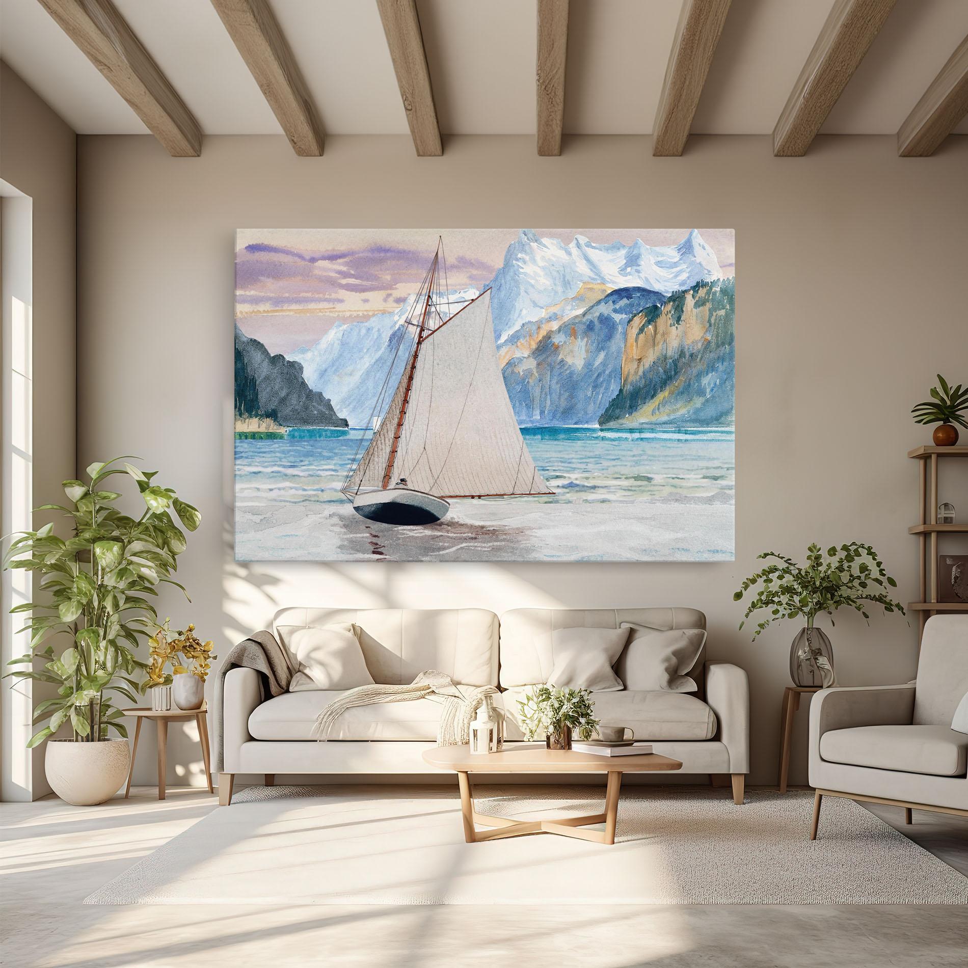 Tablou Canvas Boat Mountain View mockup 6