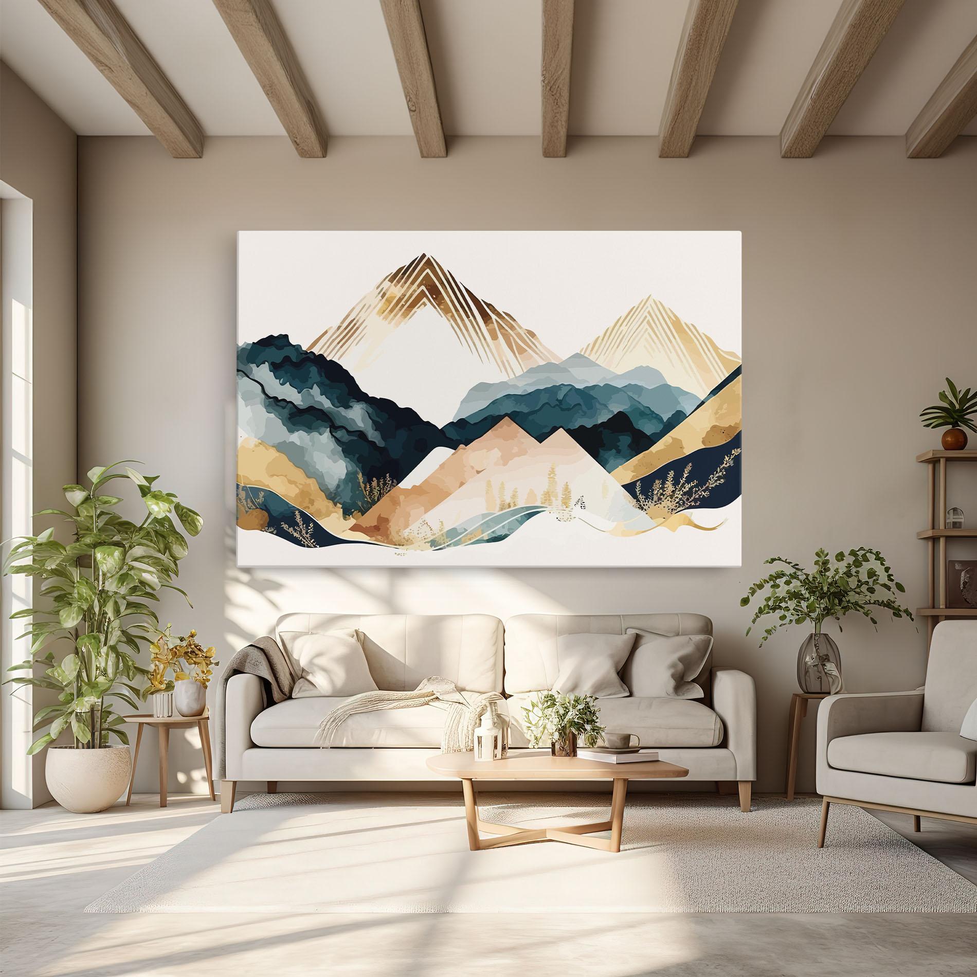 Tablou Canvas Gold Green Mountain mockup 6