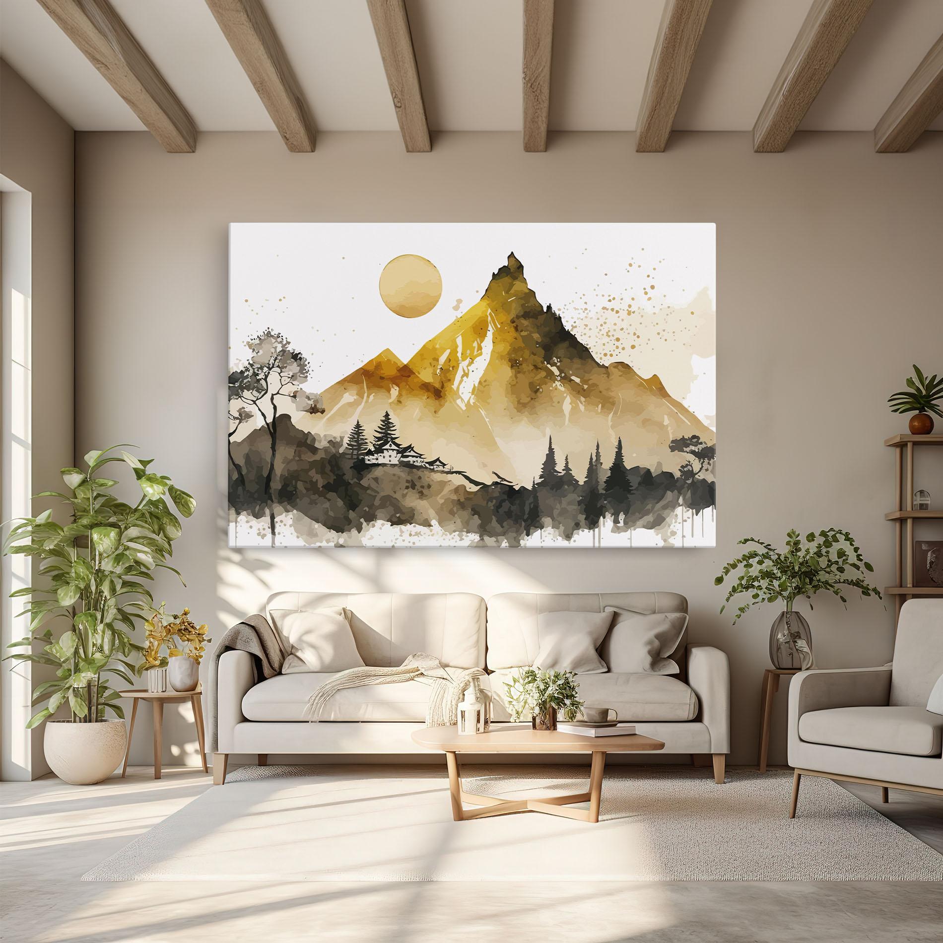 Tablou Canvas Gold Mountain Art mockup 6