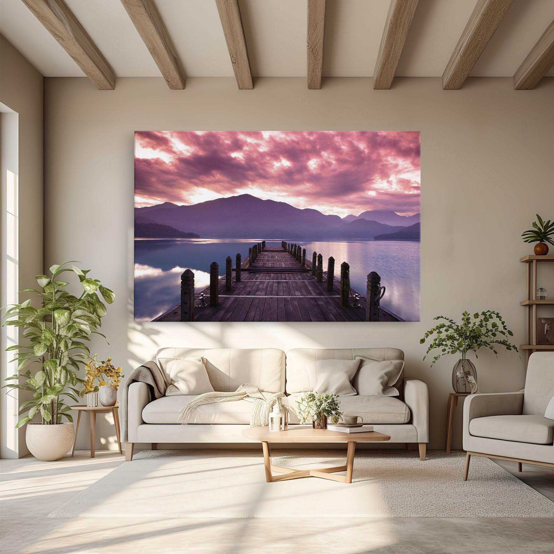 Tablou Canvas Pink Sky Over The Lake mockup 6