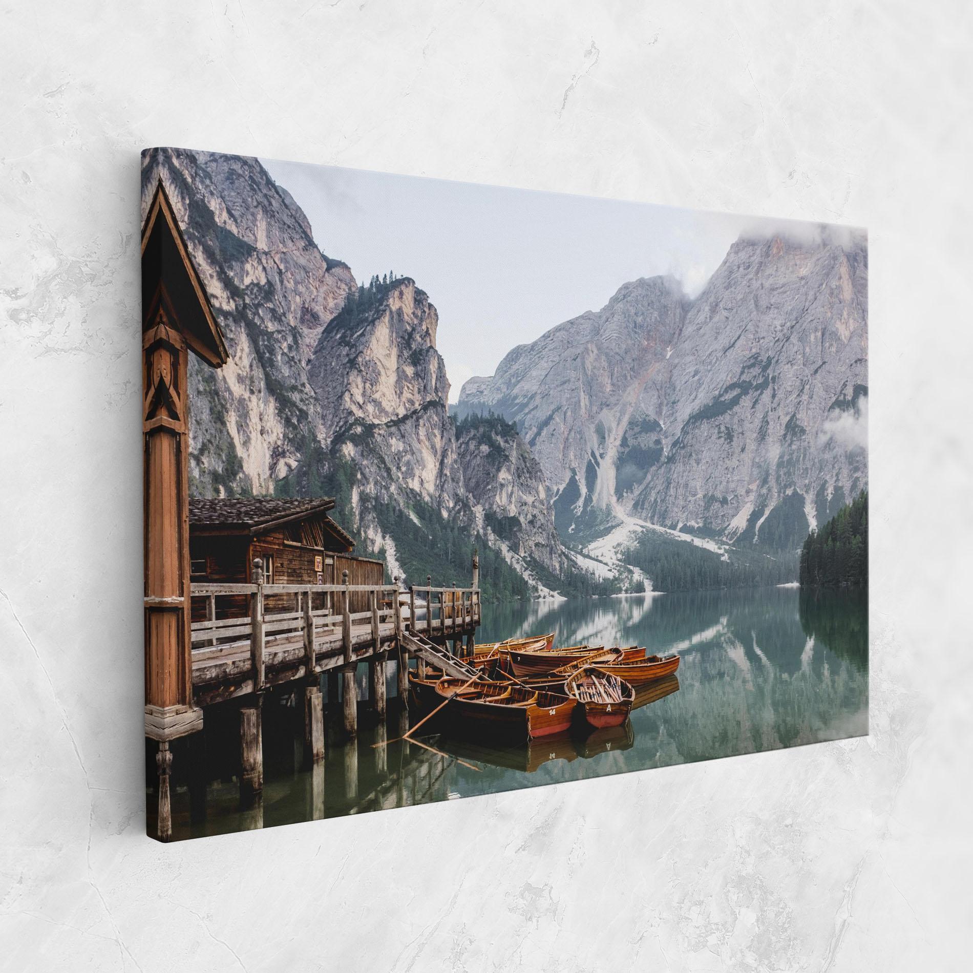 Tablou Canvas Boat Lake Mountain mockup 1