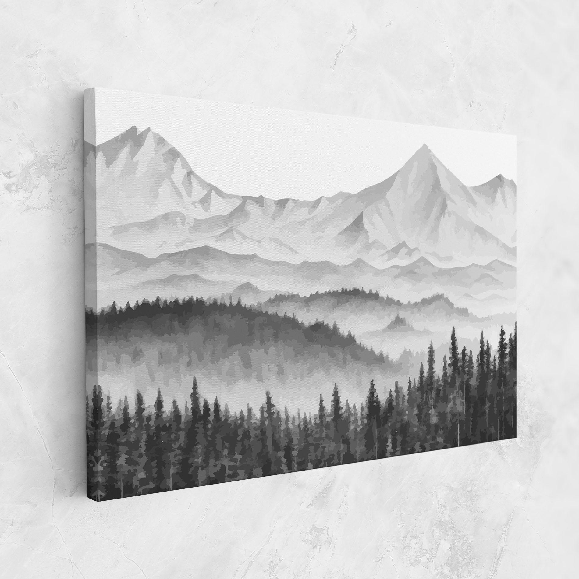 Tablou Canvas Grey Mountain Drawing mockup 1