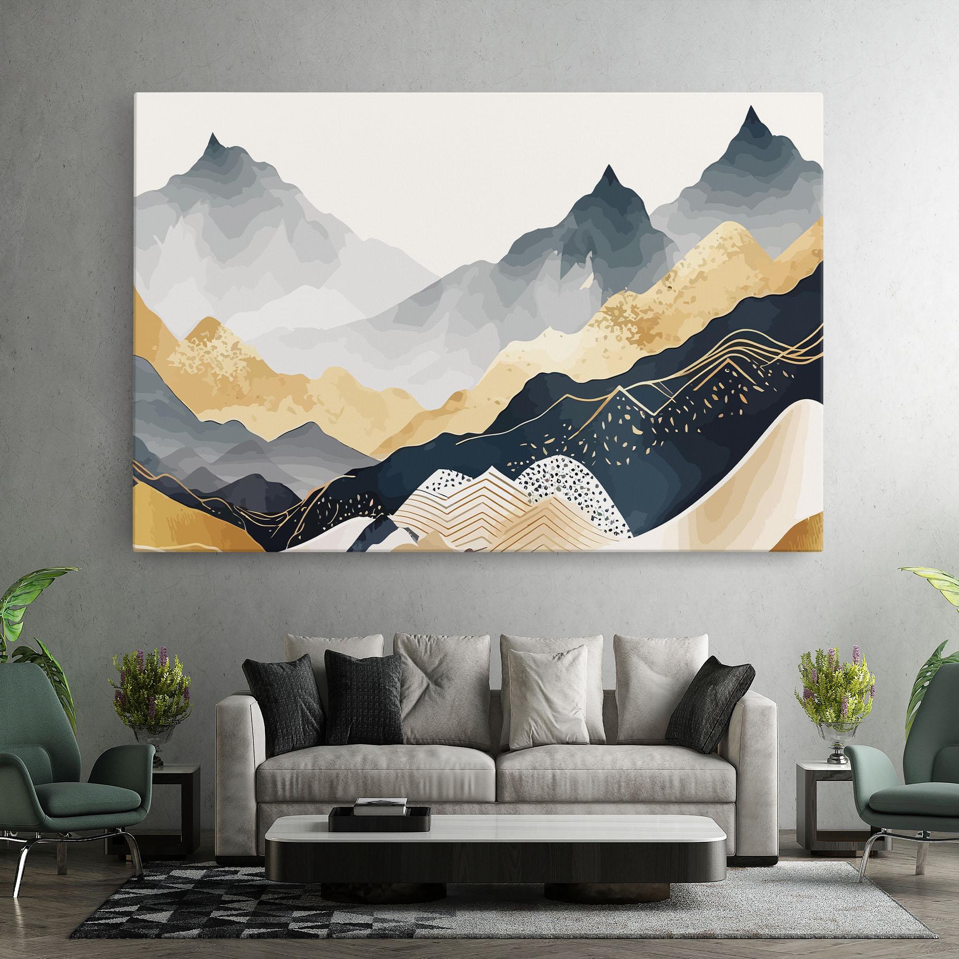Tablou Canvas Blue Gold Mountain mockup 7