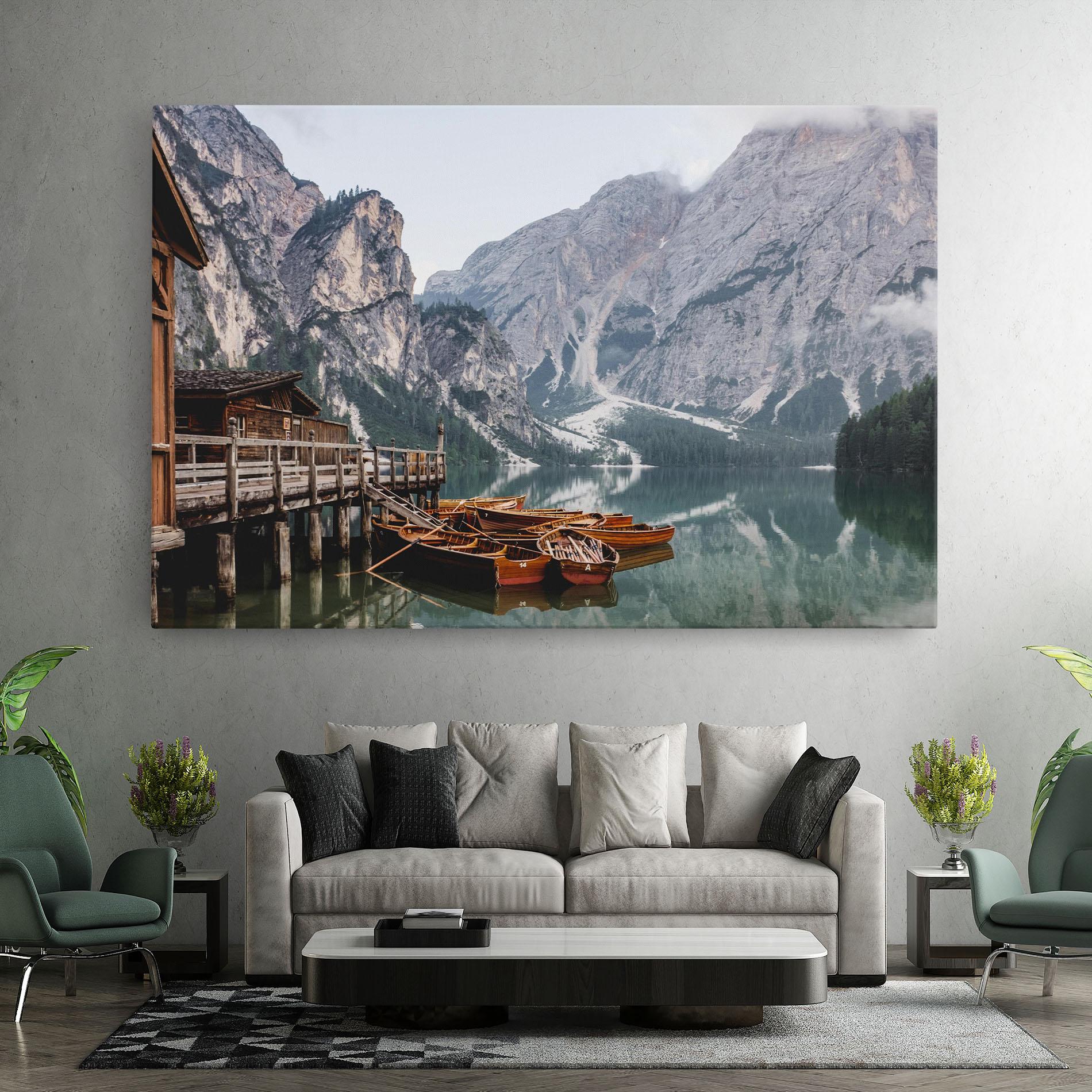 Tablou Canvas Boat Lake Mountain mockup 7