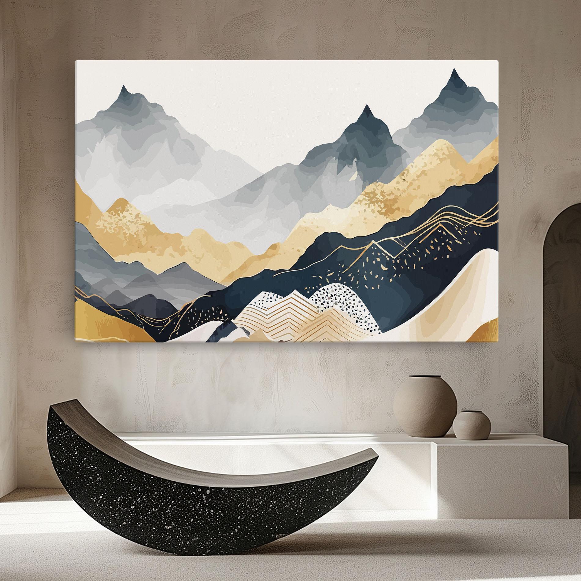 Tablou Canvas Blue Gold Mountain mockup 8