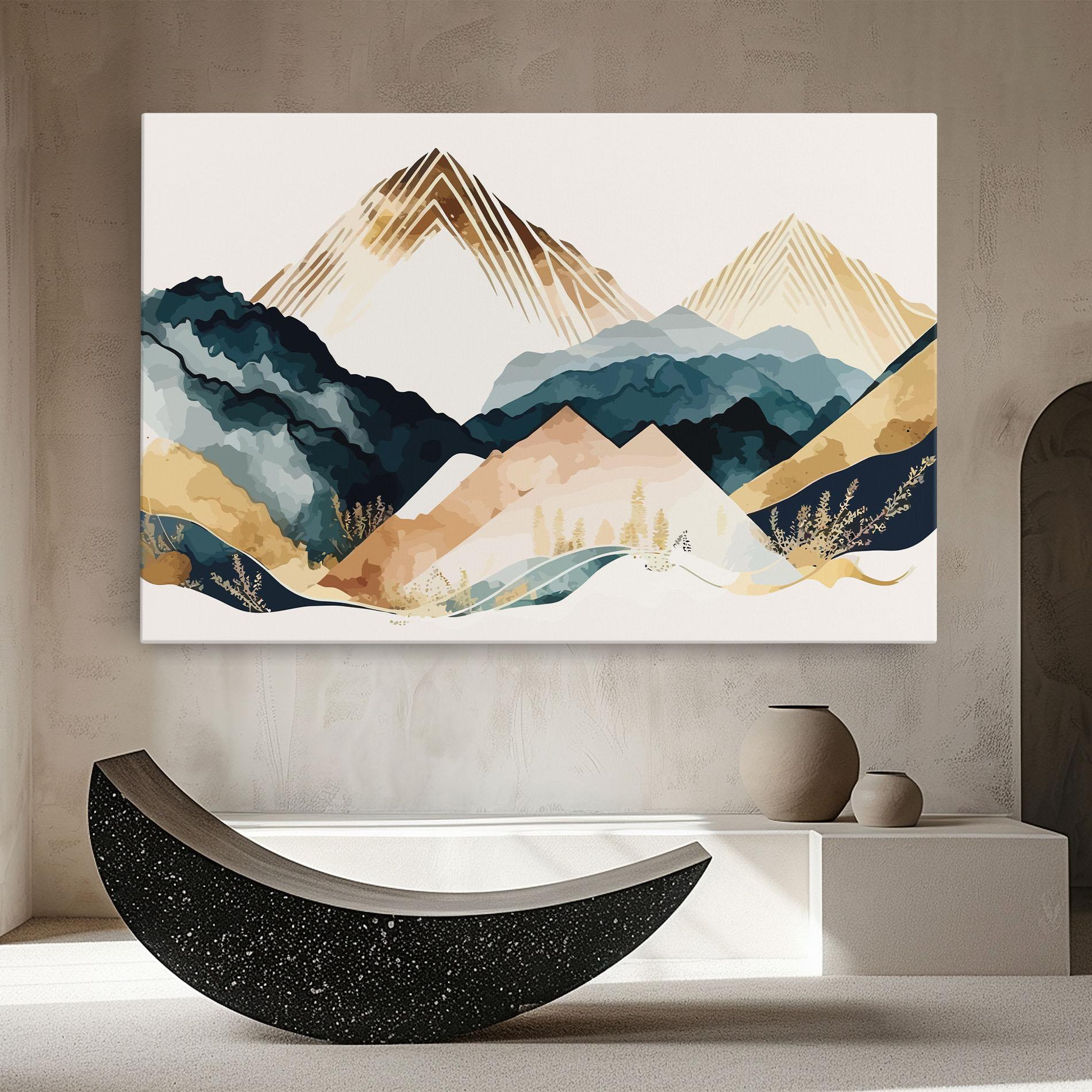 Tablou Canvas Gold Green Mountain mockup 8