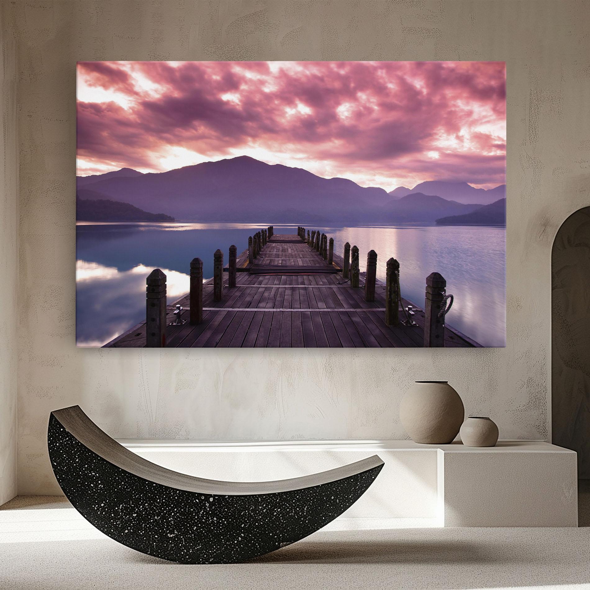 Tablou Canvas Pink Sky Over The Lake mockup 8