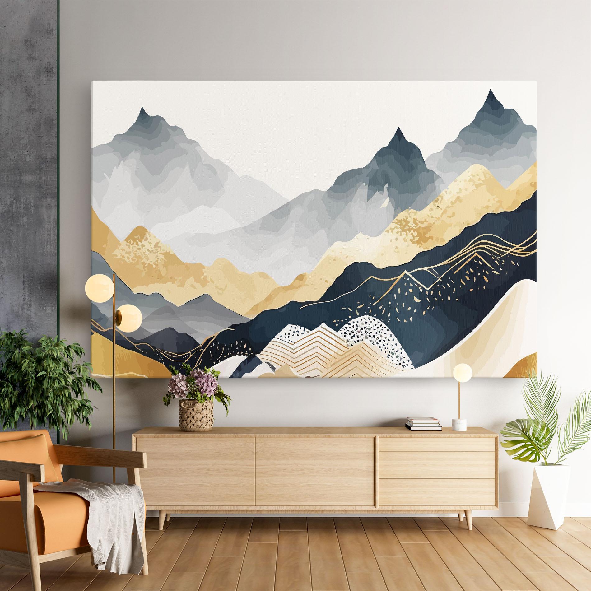 Tablou Canvas Blue Gold Mountain mockup 9