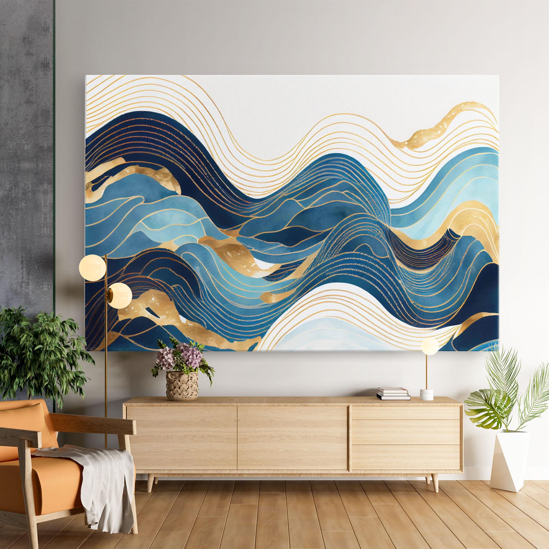 Tablou Canvas Blue Wave Mountain mockup 9