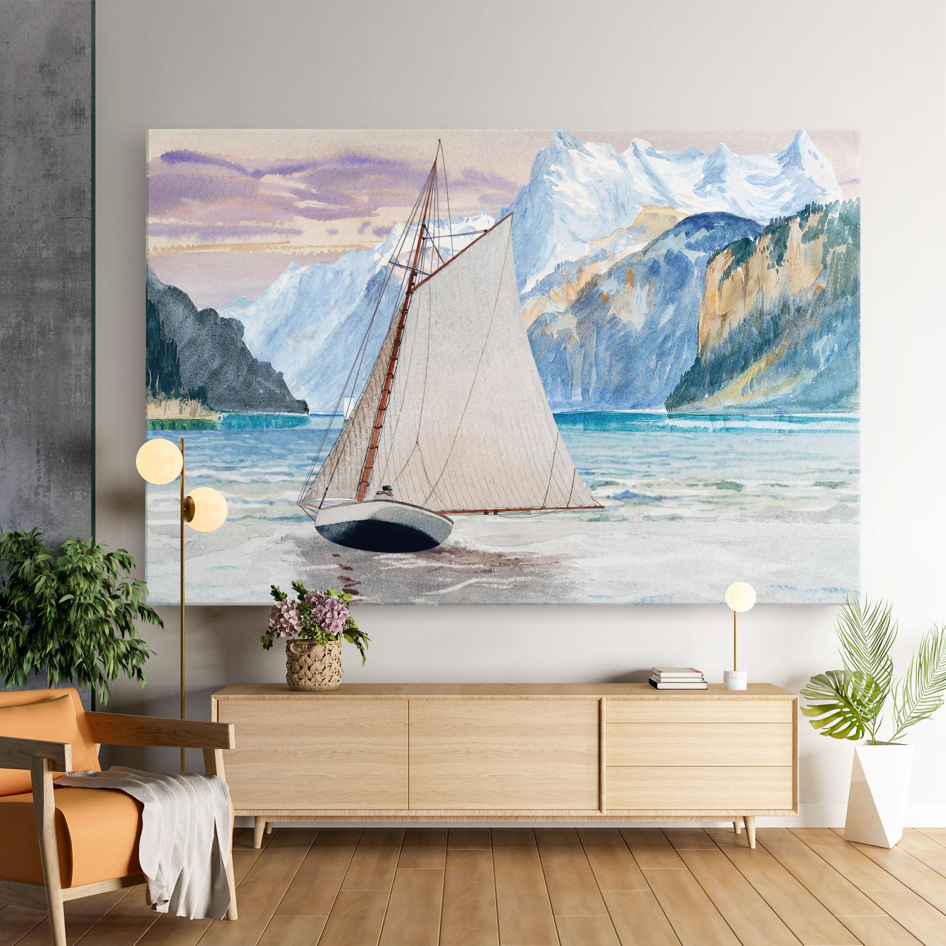 Tablou Canvas Boat Mountain View mockup 9
