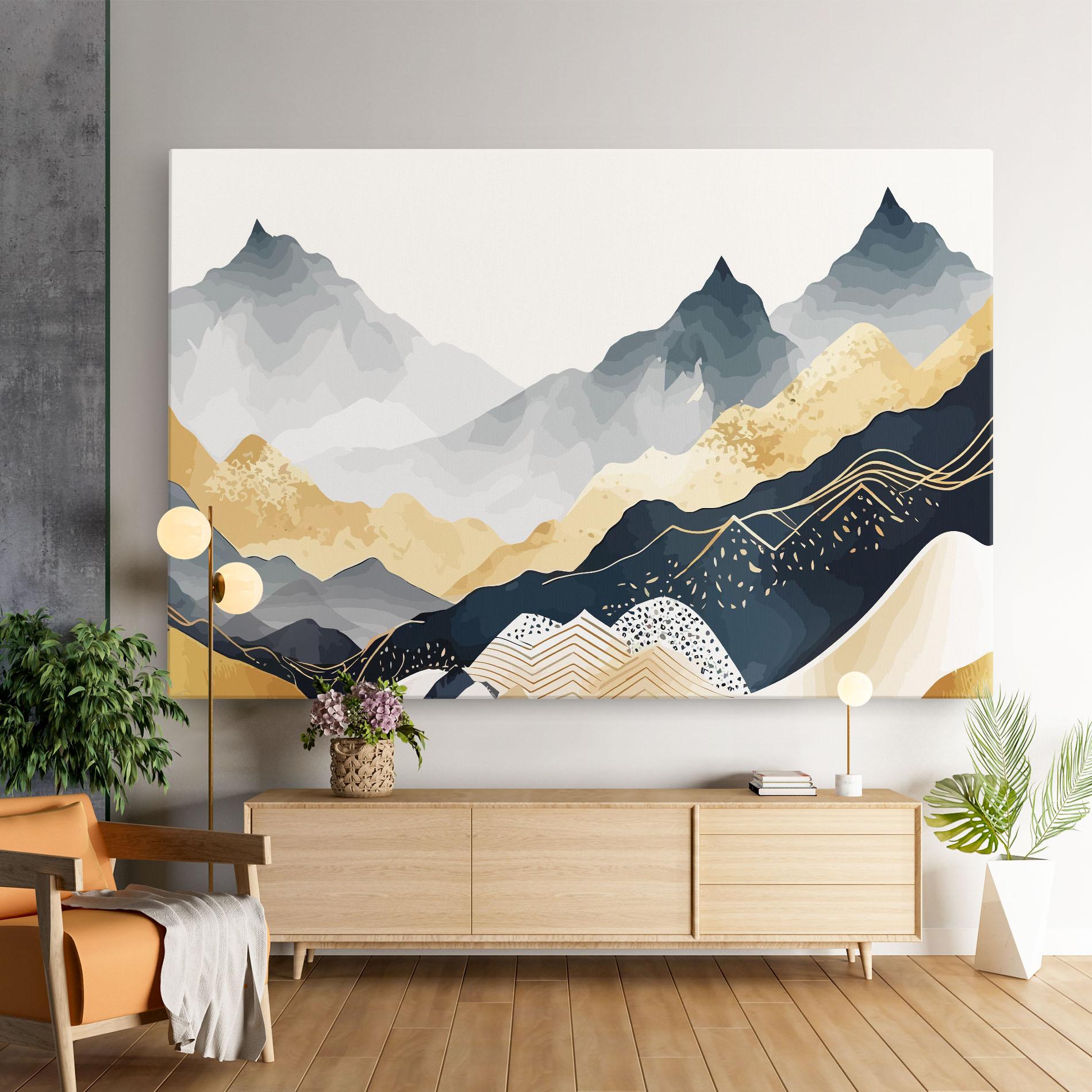 Tablou Canvas Gold Grey Mountain mockup 9