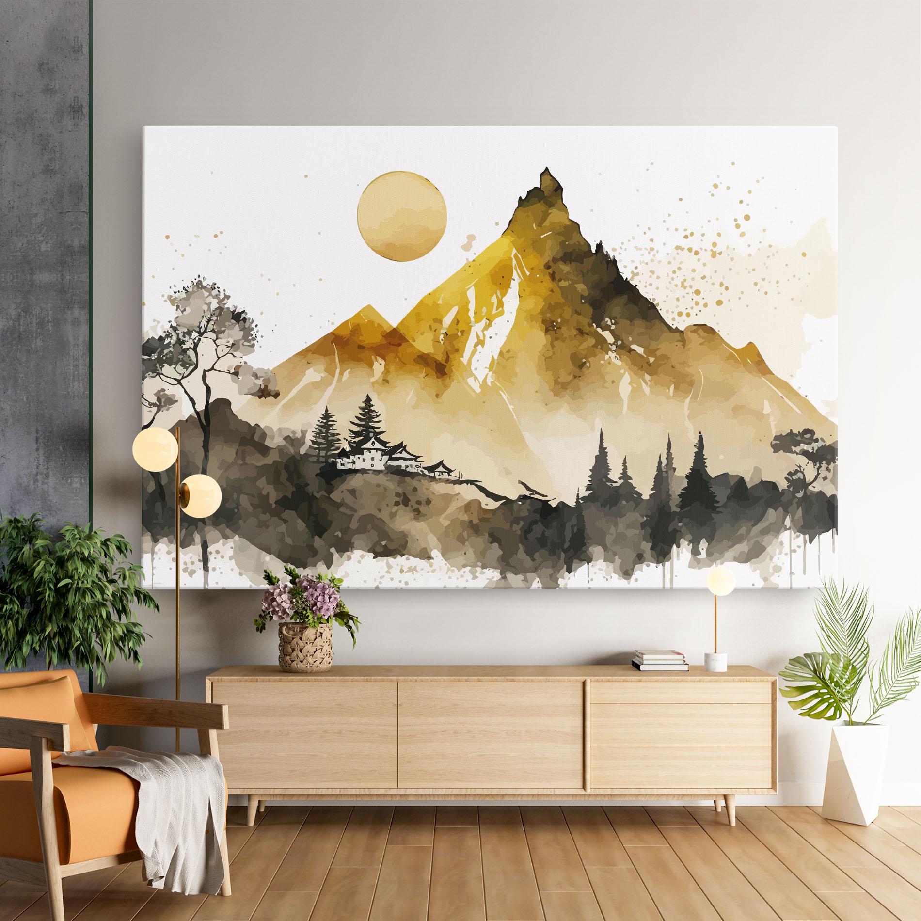 Tablou Canvas Gold Mountain Art mockup 9