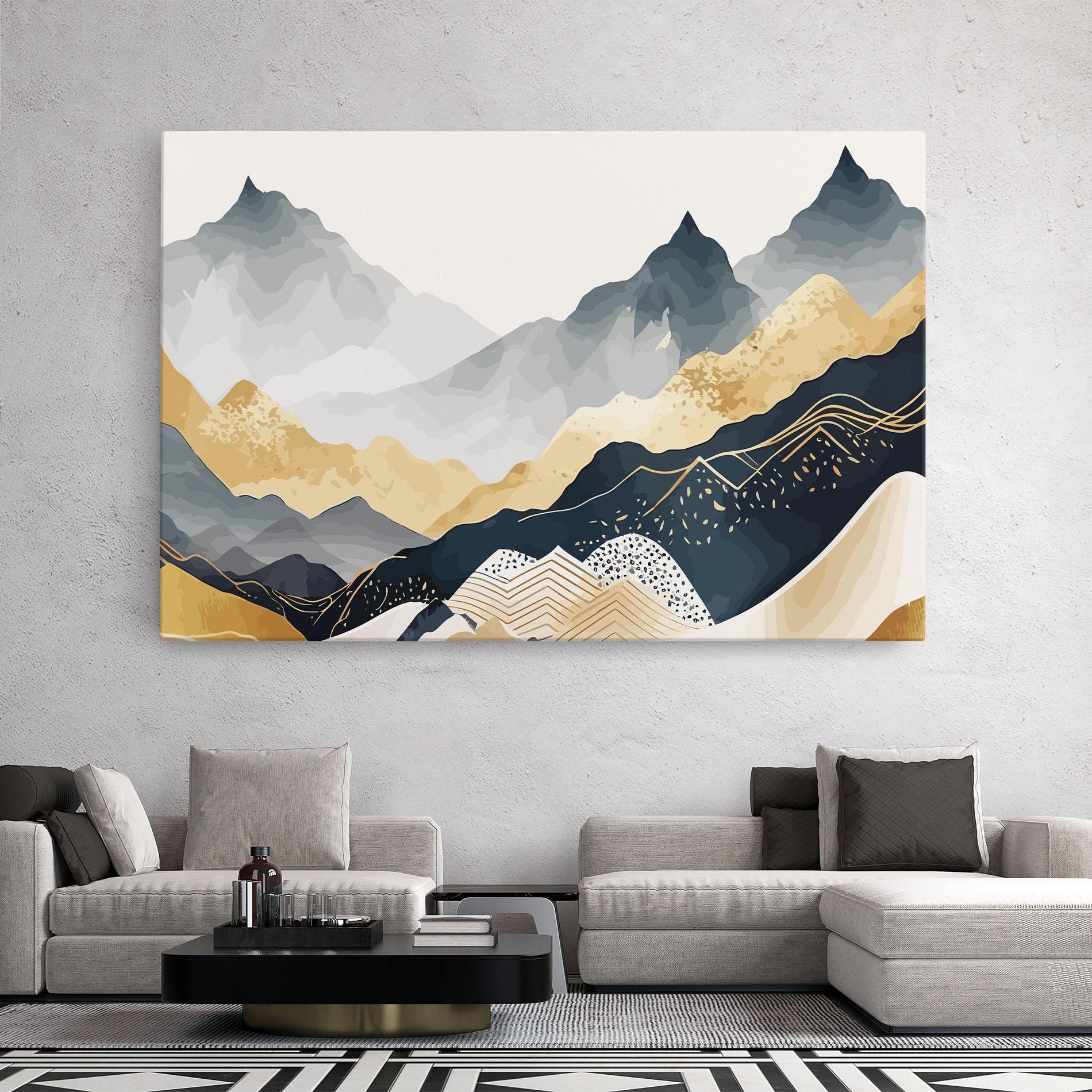 Tablou Canvas Blue Gold Mountain mockup 2