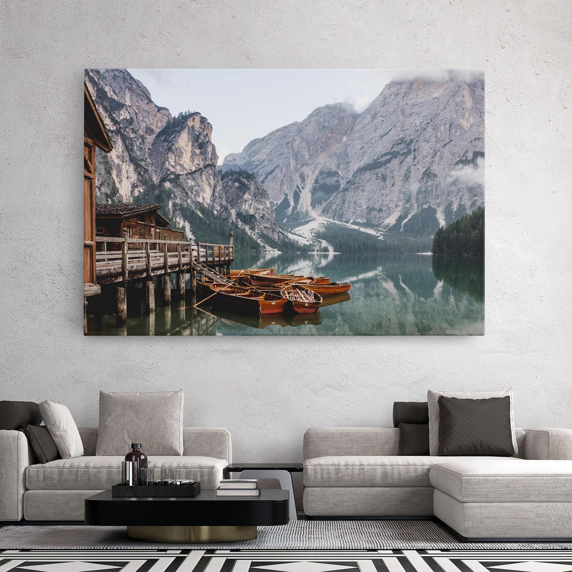 Tablou Canvas Boat Lake Mountain mockup 2