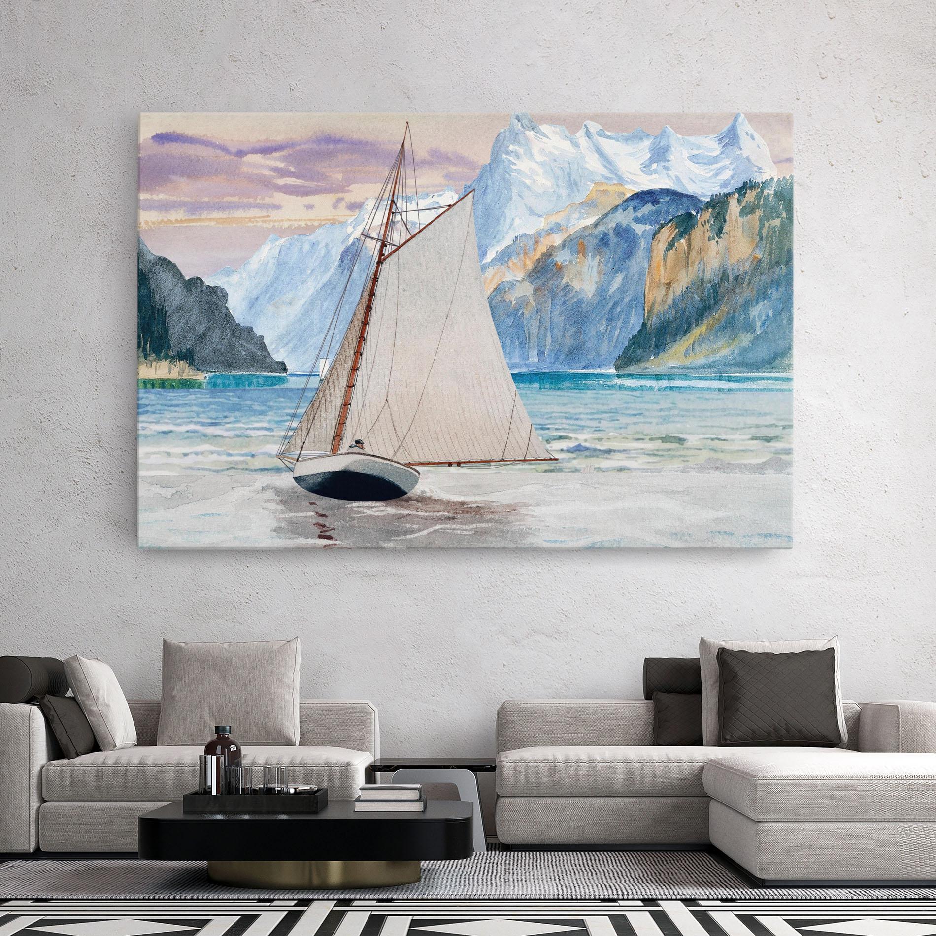 Tablou Canvas Boat Mountain View mockup 2