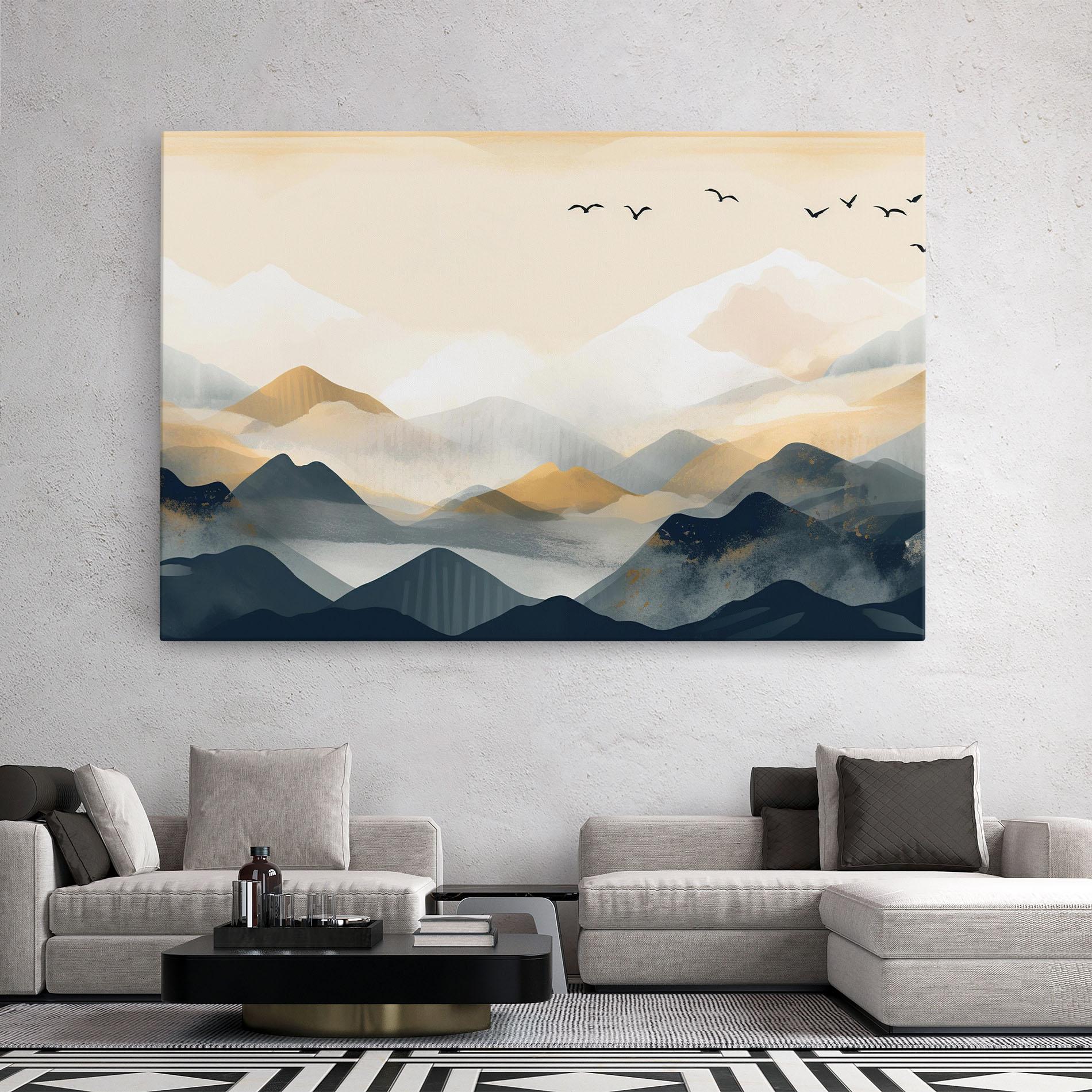 Tablou Canvas Gold Foggy Blue mockup 2