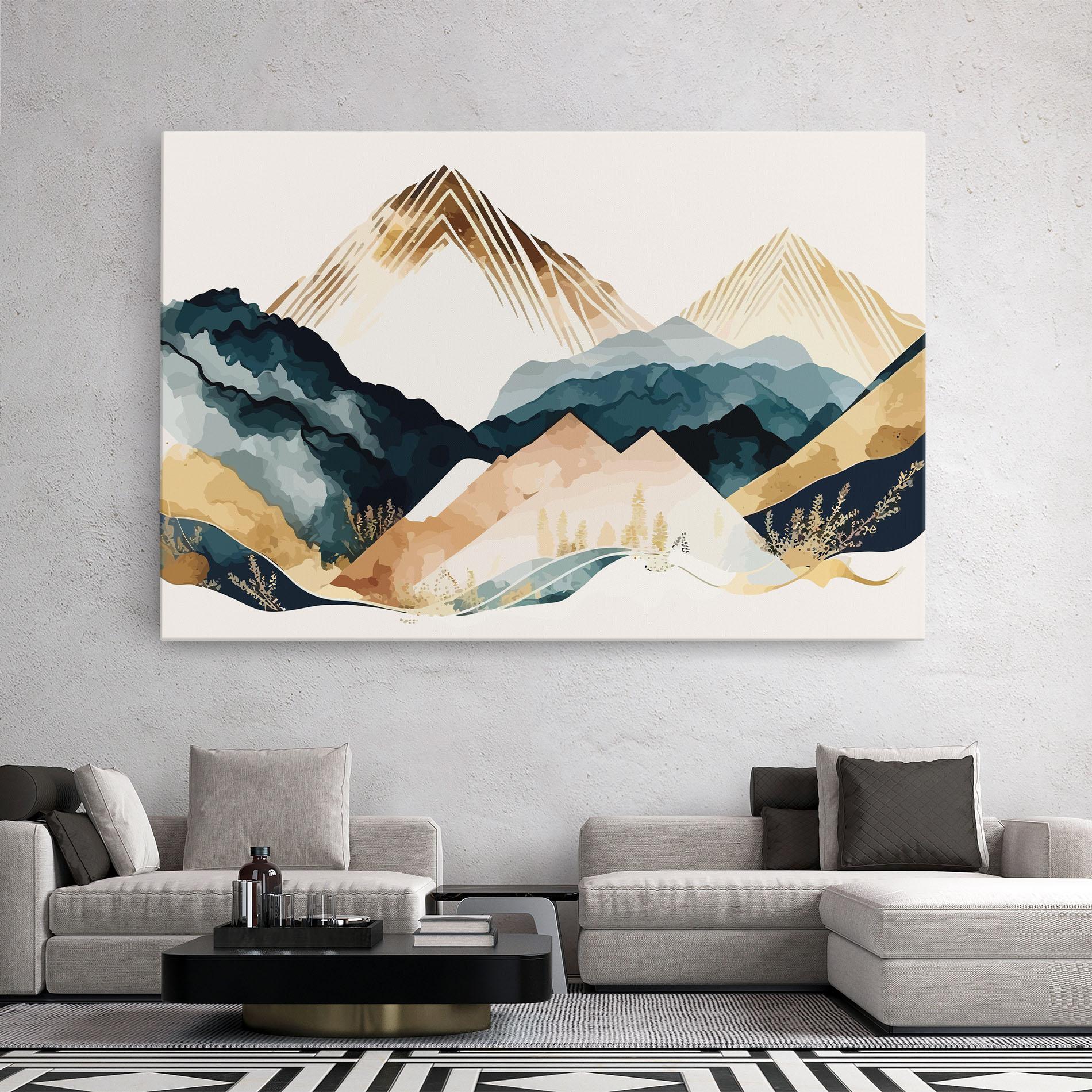 Tablou Canvas Gold Green Mountain mockup 2