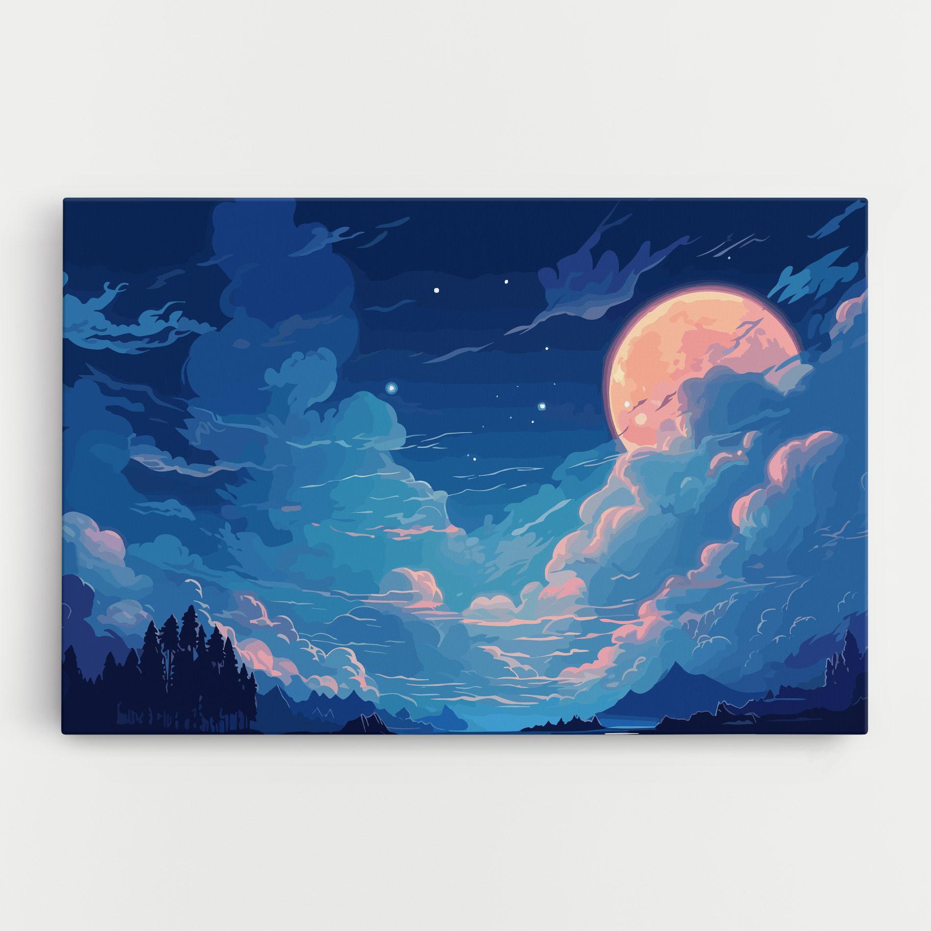 Tablou Canvas Blue Cloud Moon mockup 0