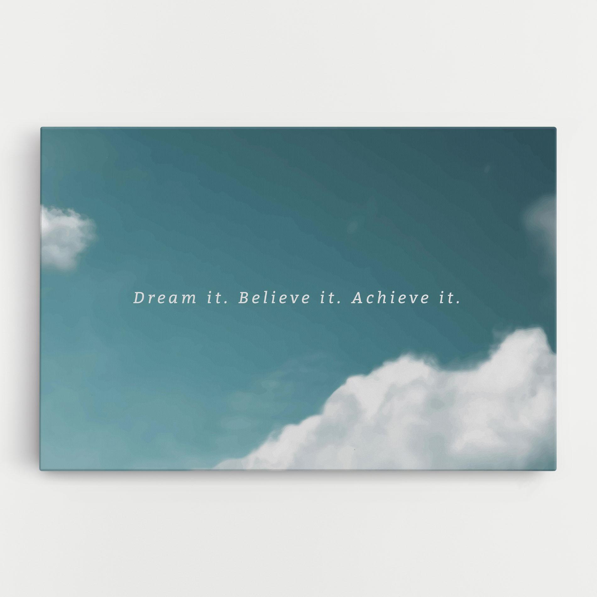 Tablou Canvas Clouds Text Green mockup 0