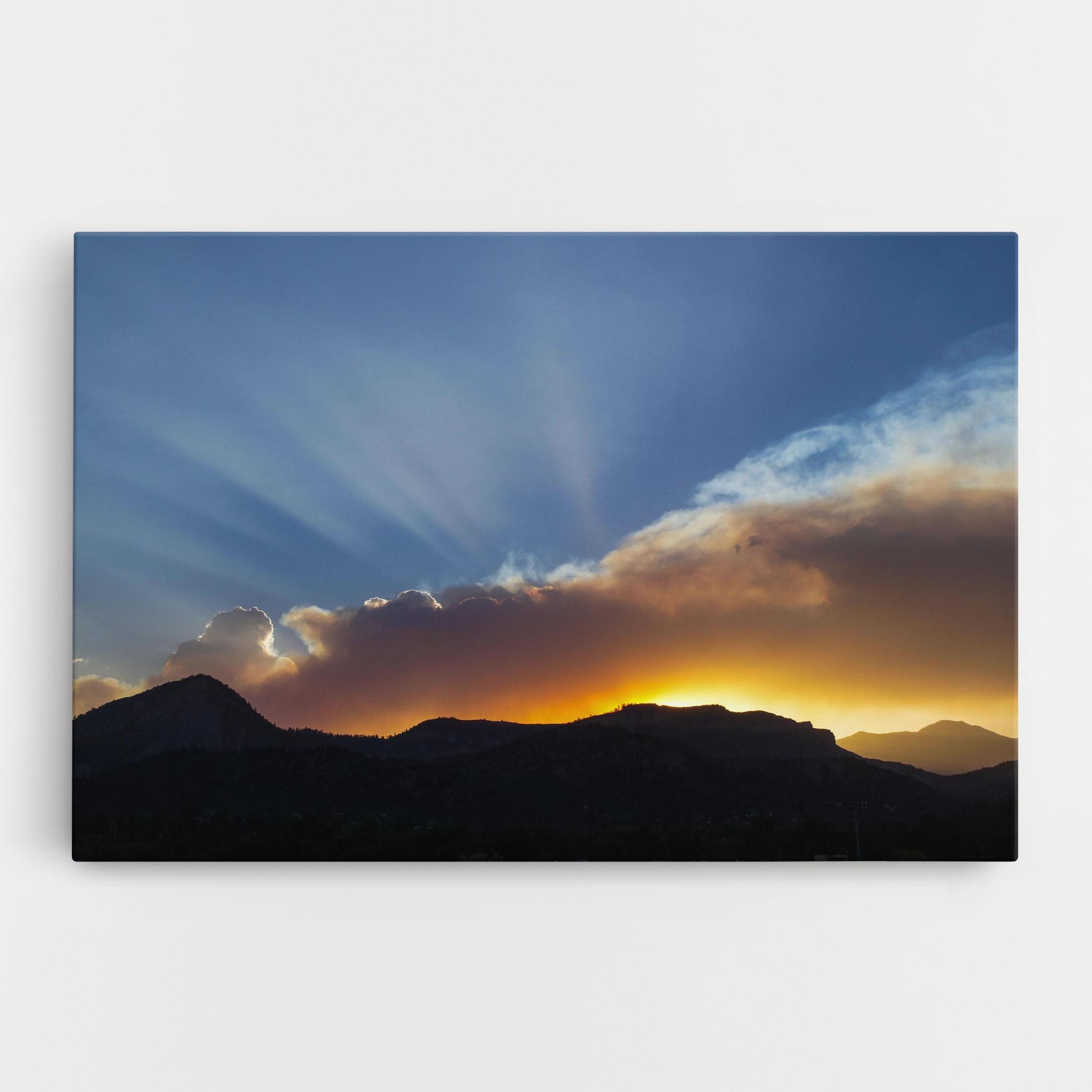 Tablou Canvas Mountain Silhouette Sunrise mockup 0