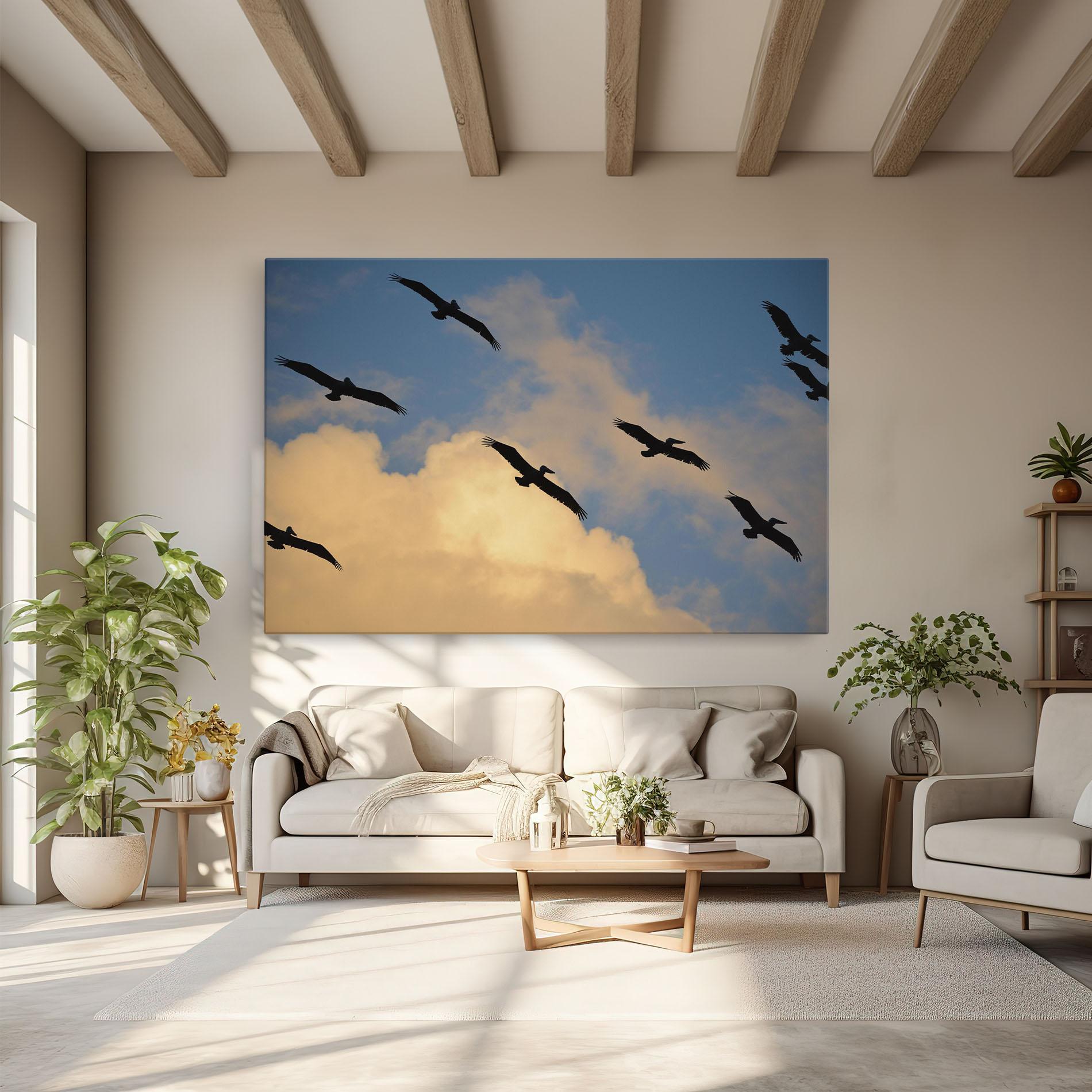 Tablou Canvas Bird Shilouette Cloud mockup 6