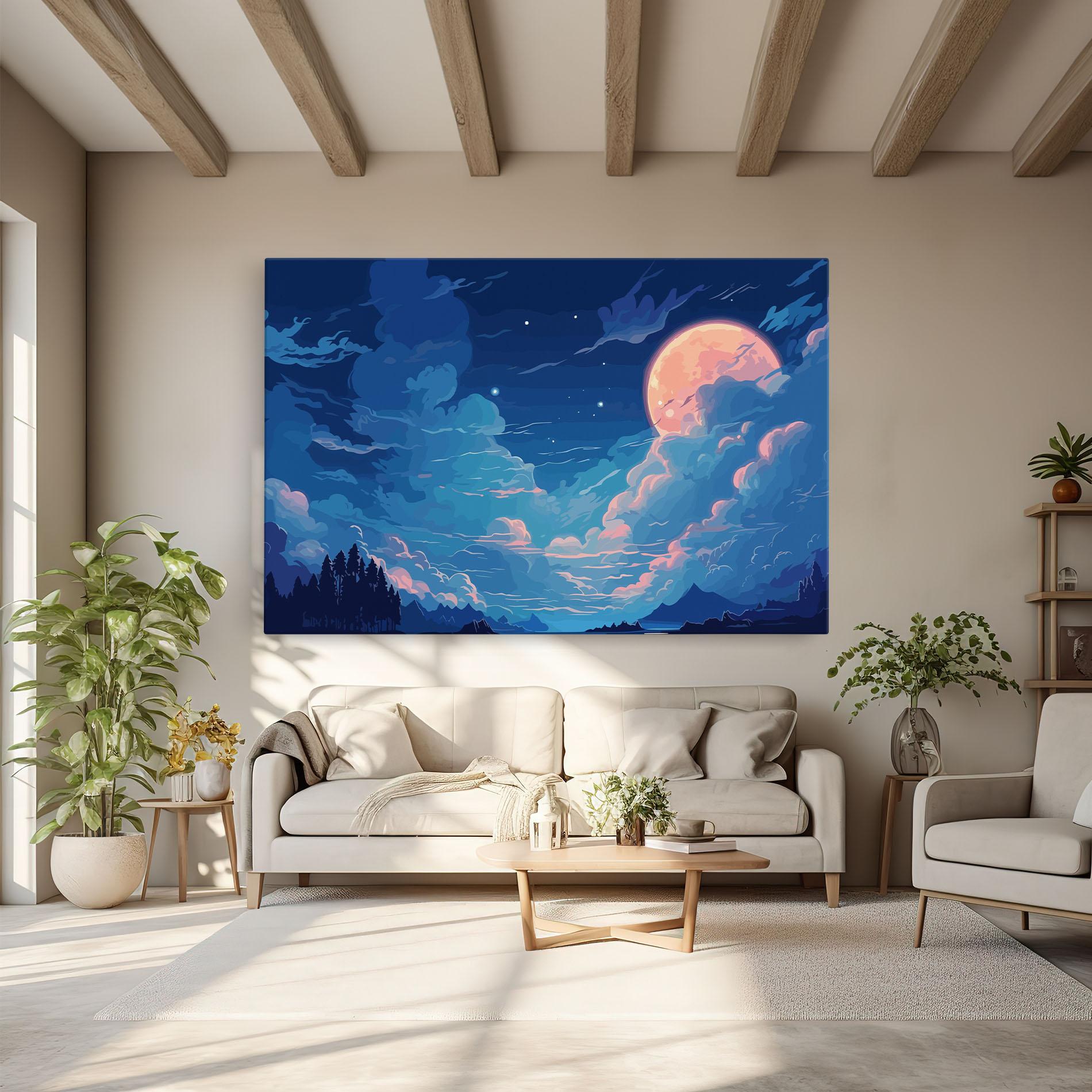 Tablou Canvas Blue Cloud Moon mockup 6