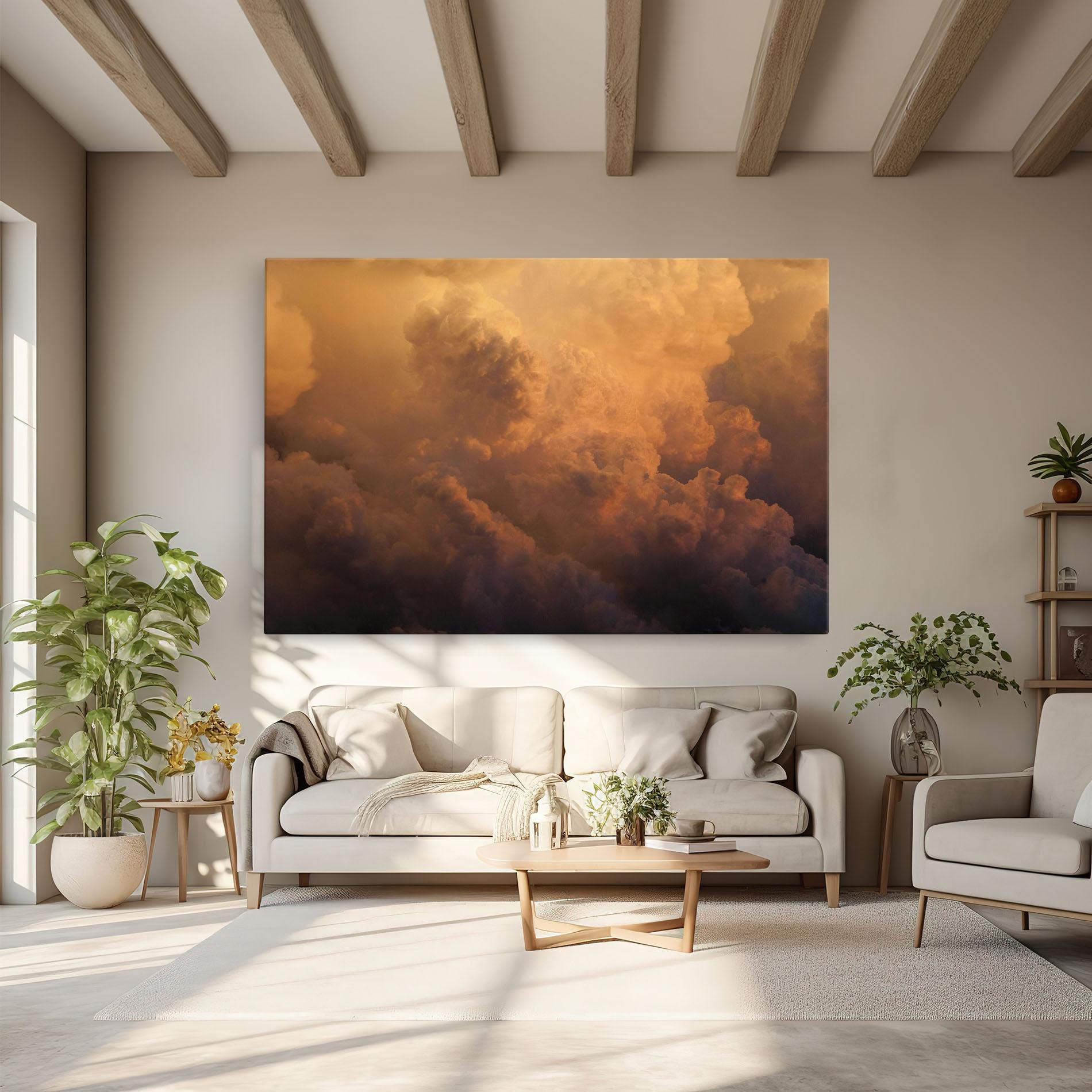 Tablou Canvas Brown Orange Clouds mockup 6