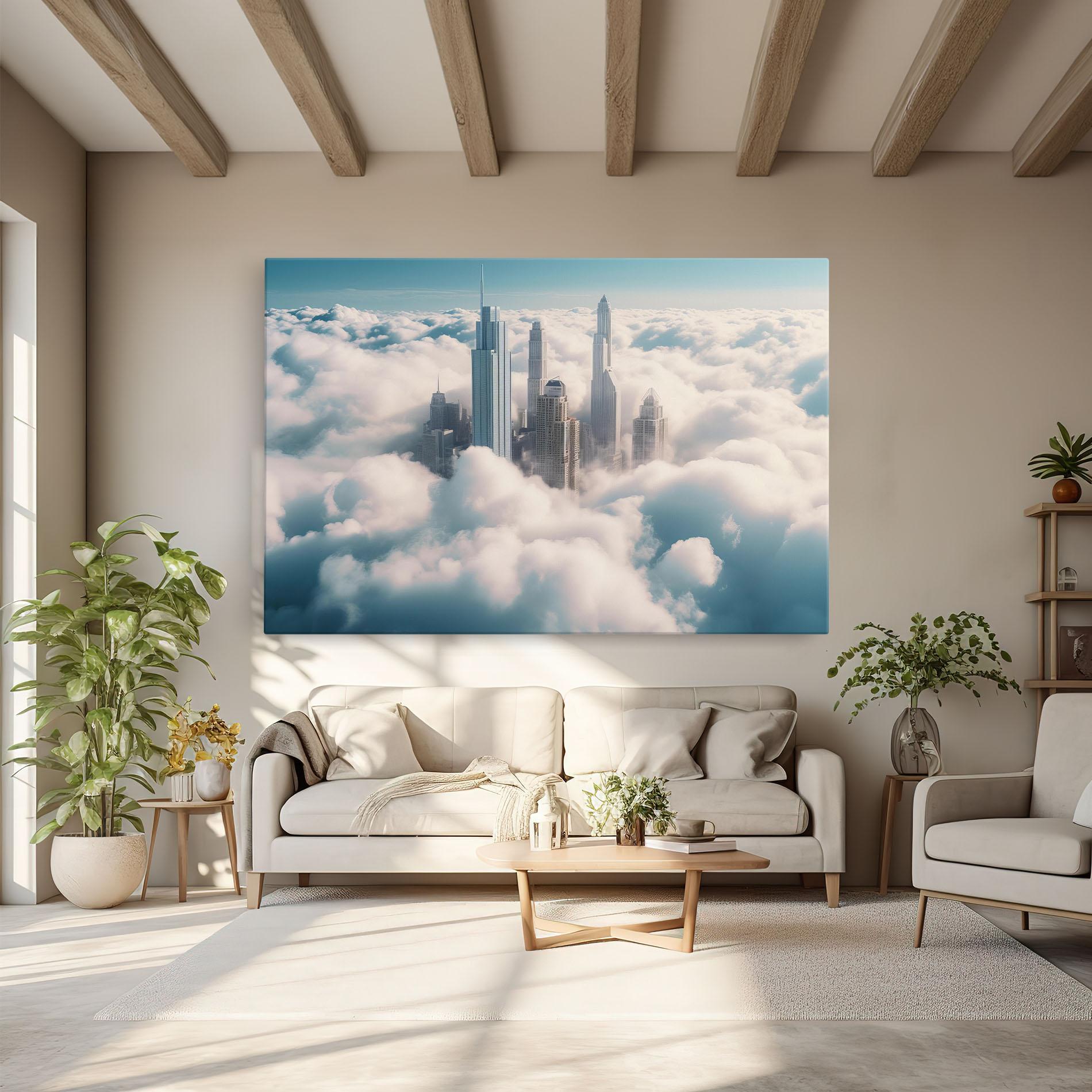 Tablou Canvas City Above Clouds mockup 6