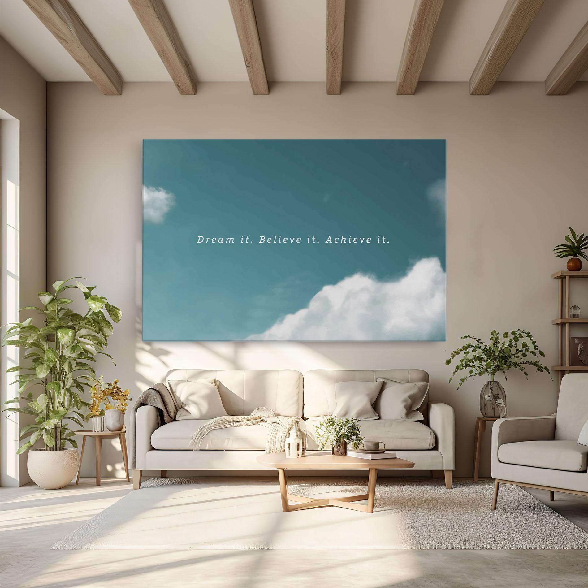 Tablou Canvas Clouds Text Green mockup 6