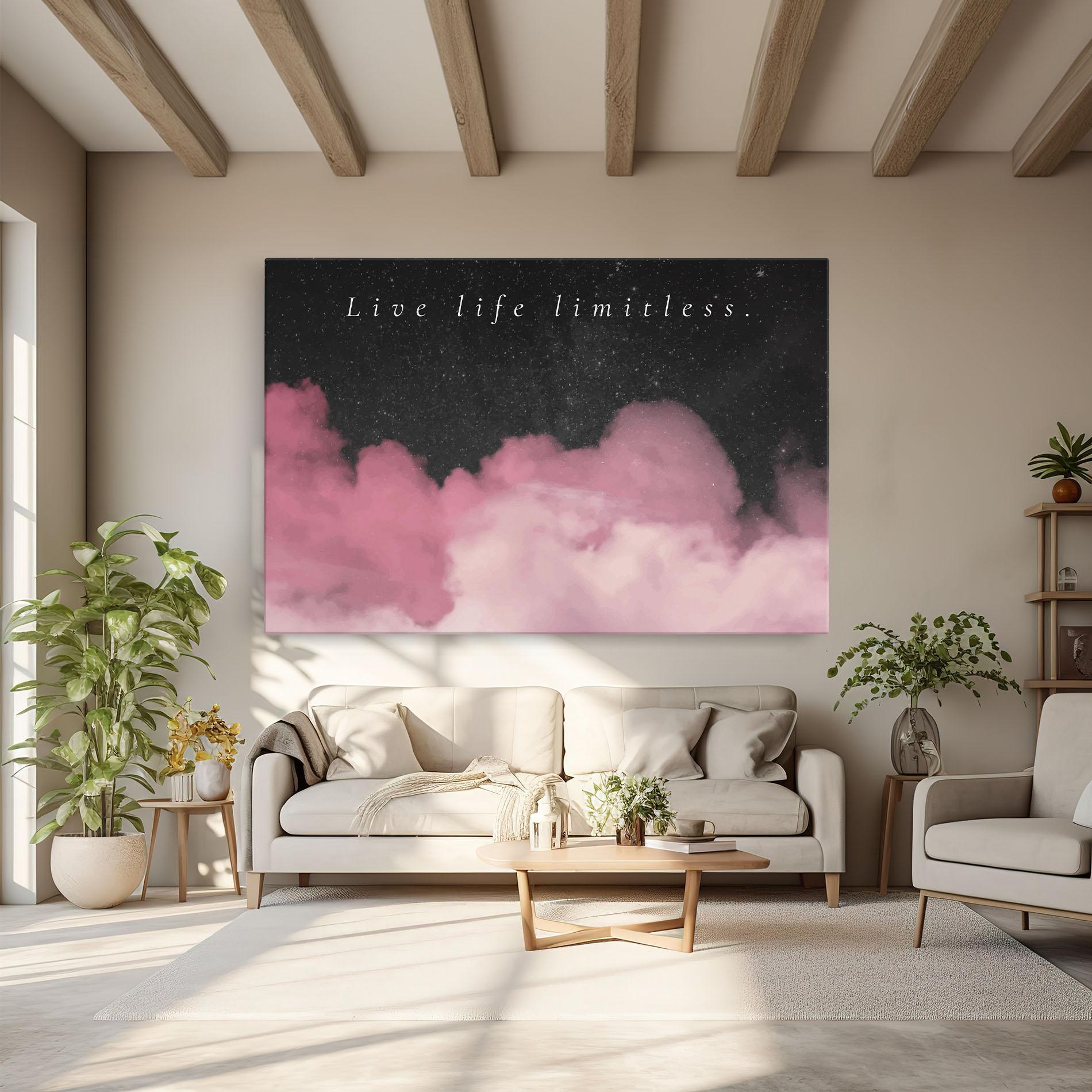 Tablou Canvas Clouds Text Pink mockup 6