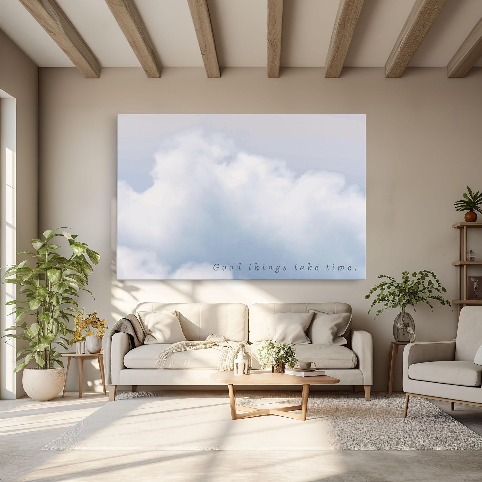 Tablou Canvas Clouds Text White mockup 6