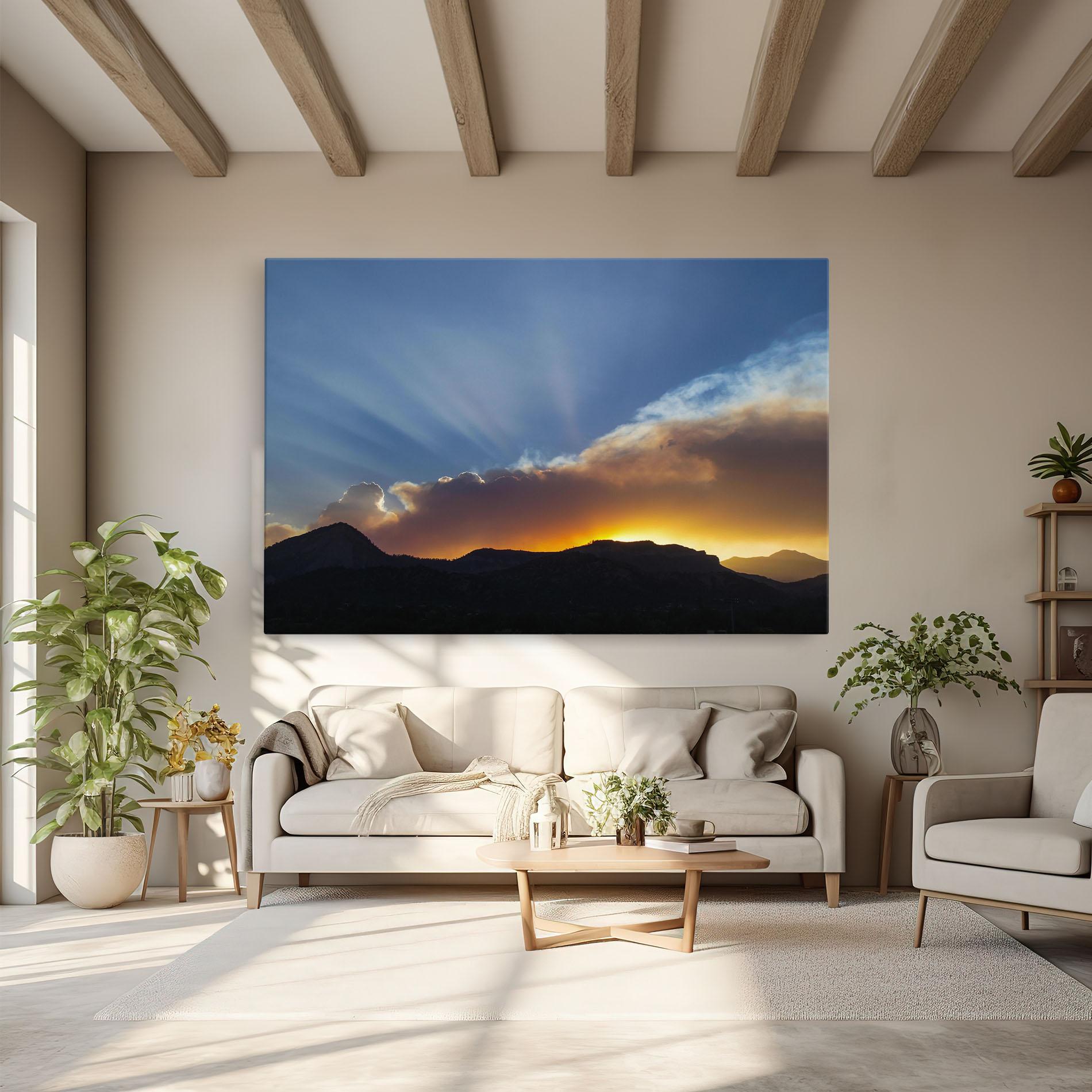 Tablou Canvas Mountain Silhouette Sunrise mockup 6