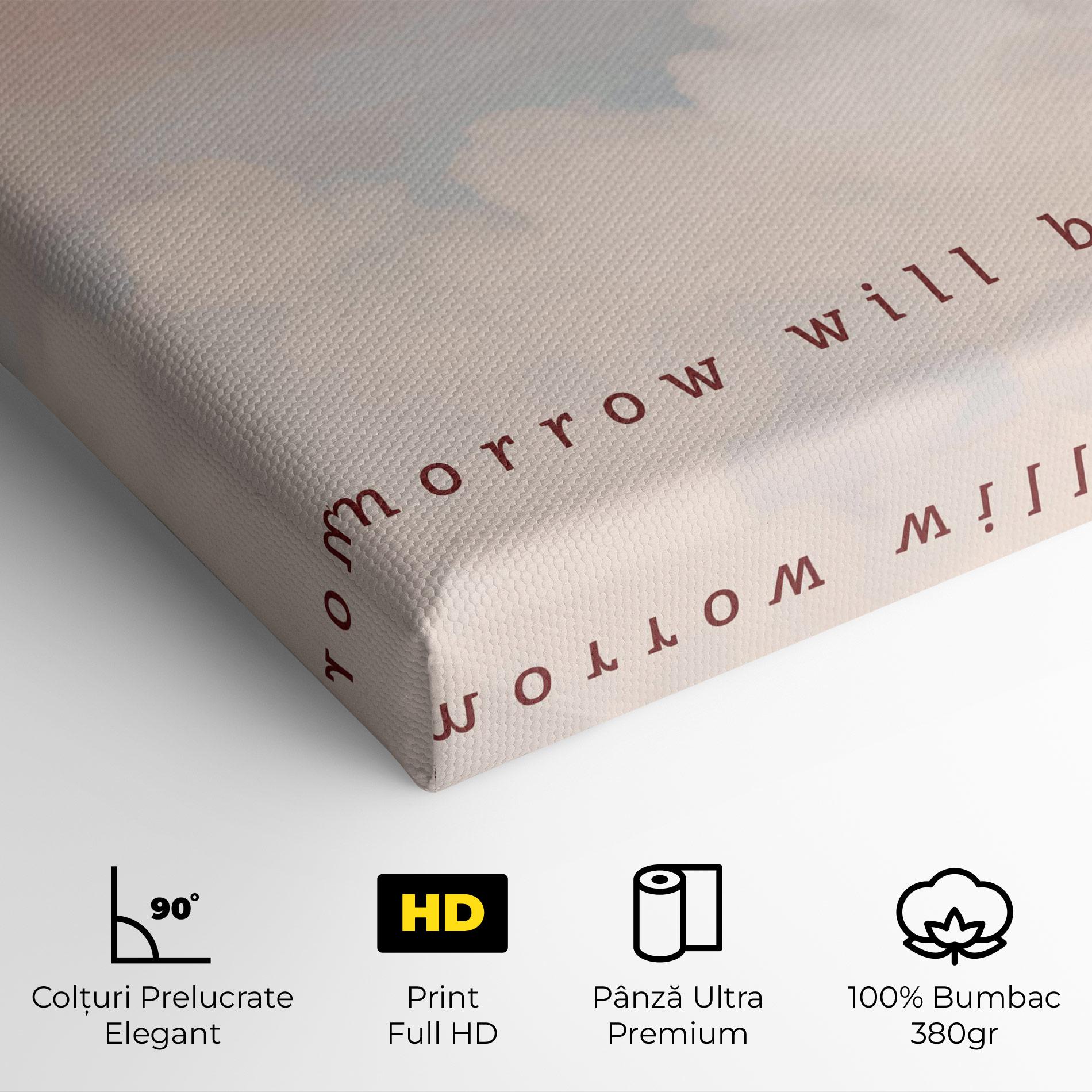 Tablou Canvas Clouds Text Pink Blue mockup 4