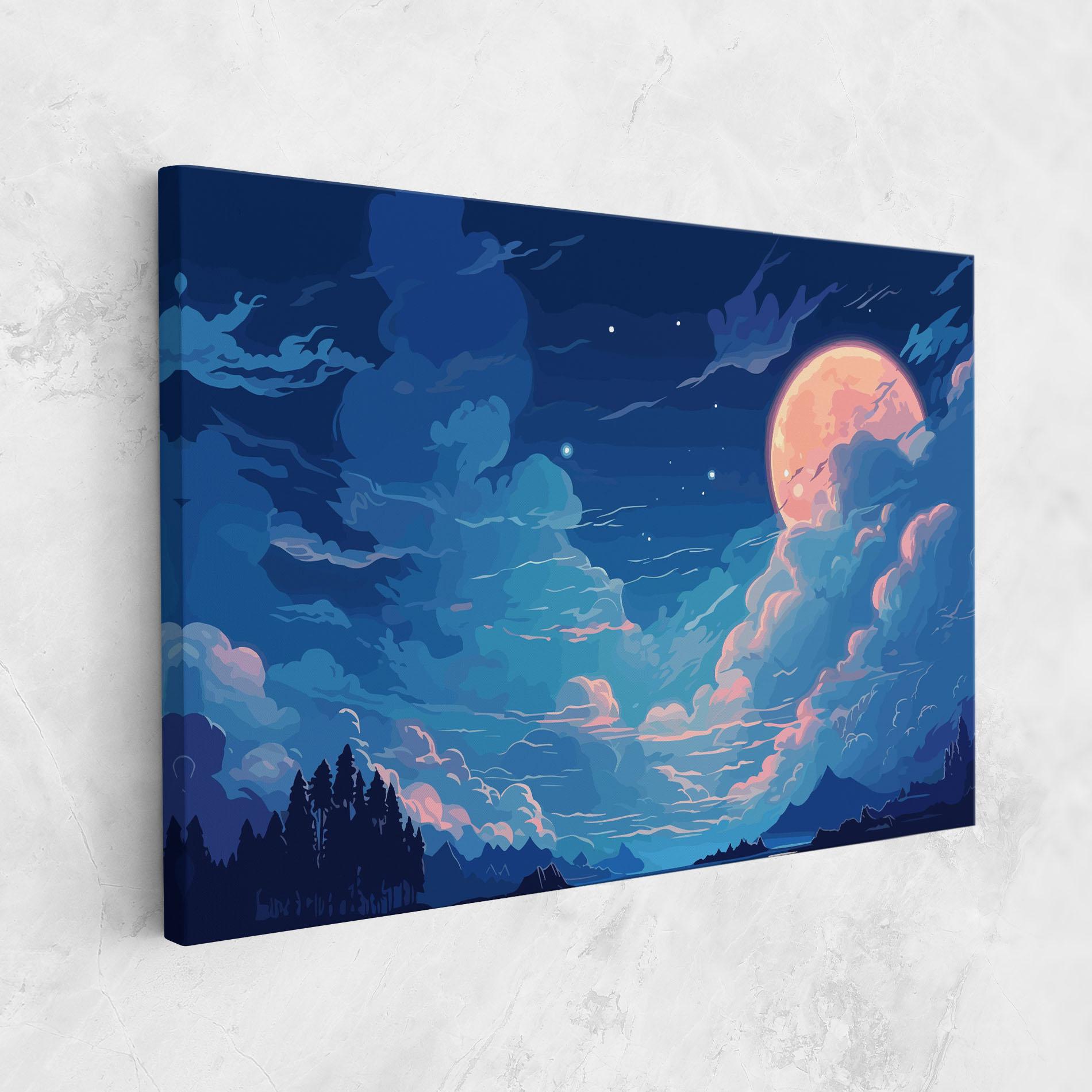 Tablou Canvas Blue Cloud Moon mockup 1