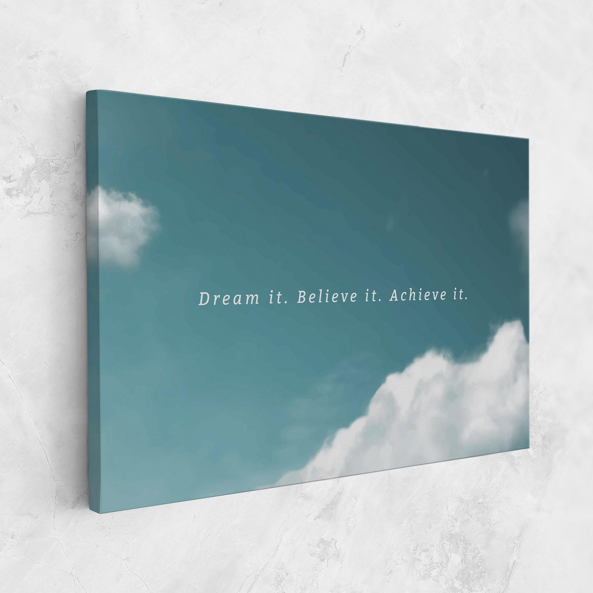 Tablou Canvas Clouds Text Green mockup 1