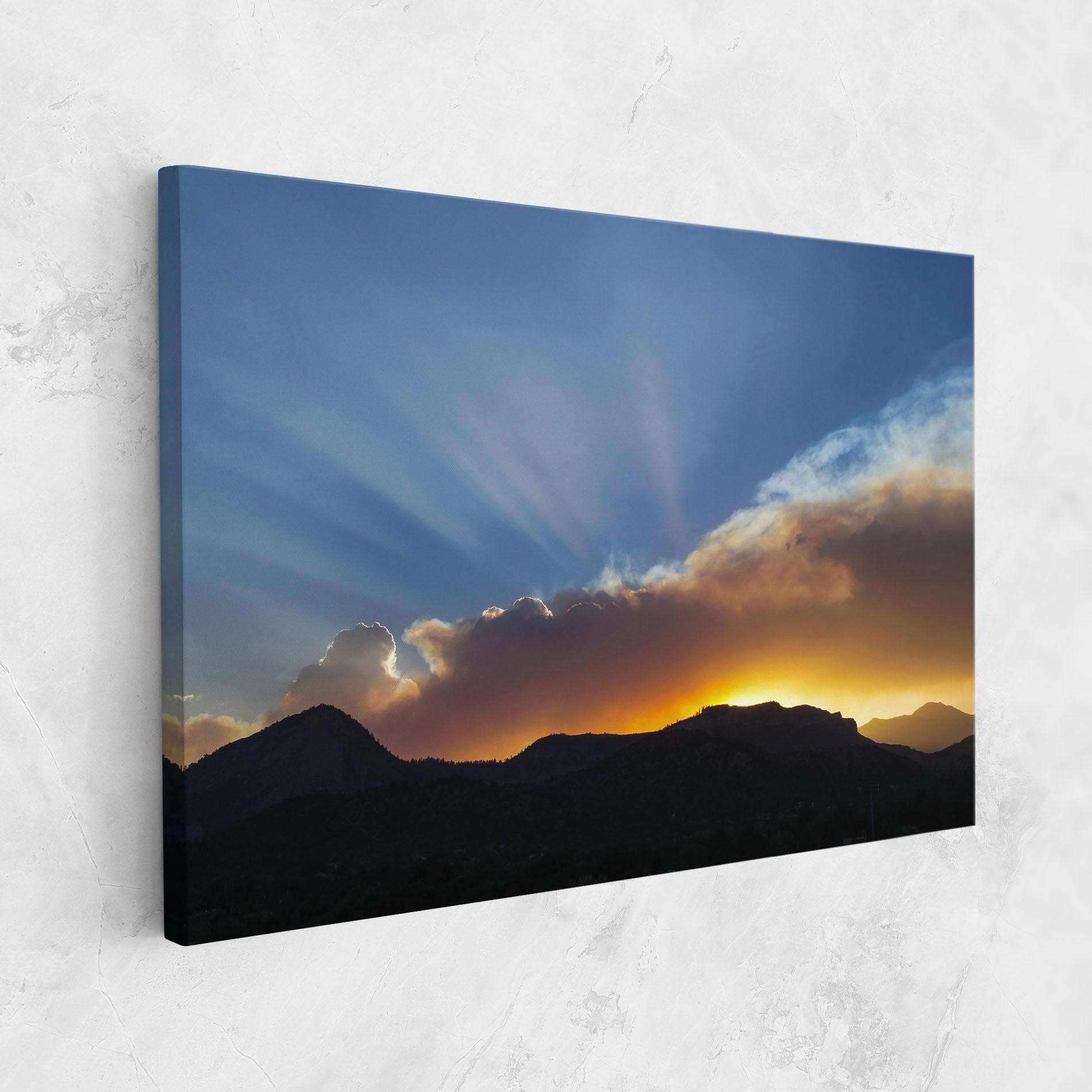 Tablou Canvas Mountain Silhouette Sunrise mockup 1