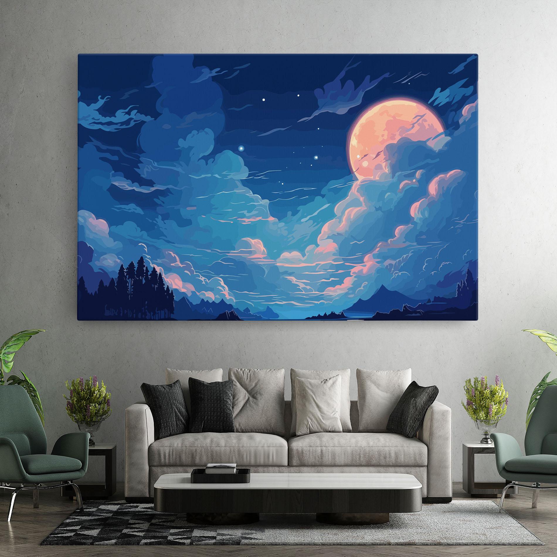 Tablou Canvas Blue Cloud Moon mockup 7