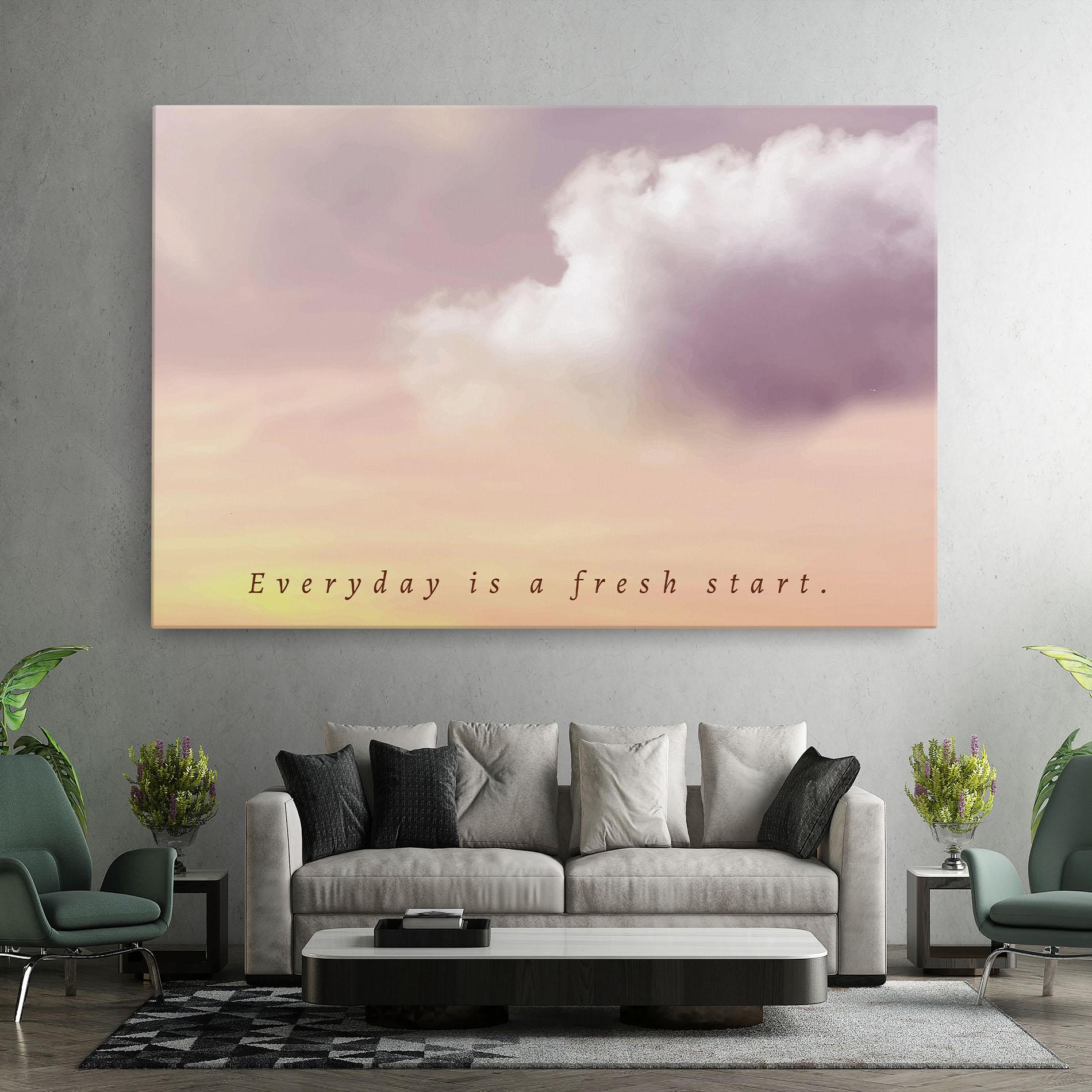 Tablou Canvas Clouds Text Cream mockup 7