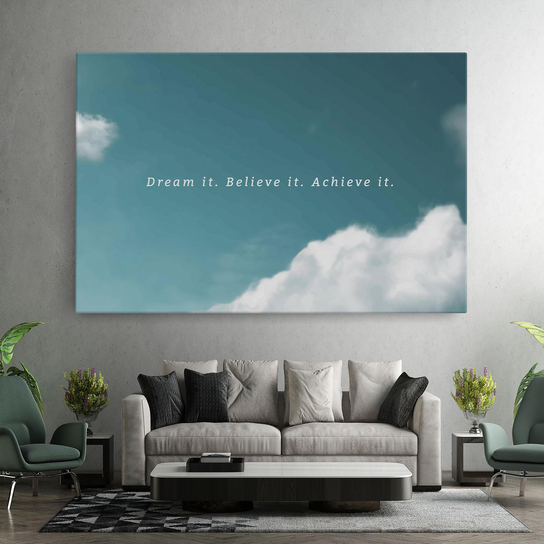 Tablou Canvas Clouds Text Green mockup 7