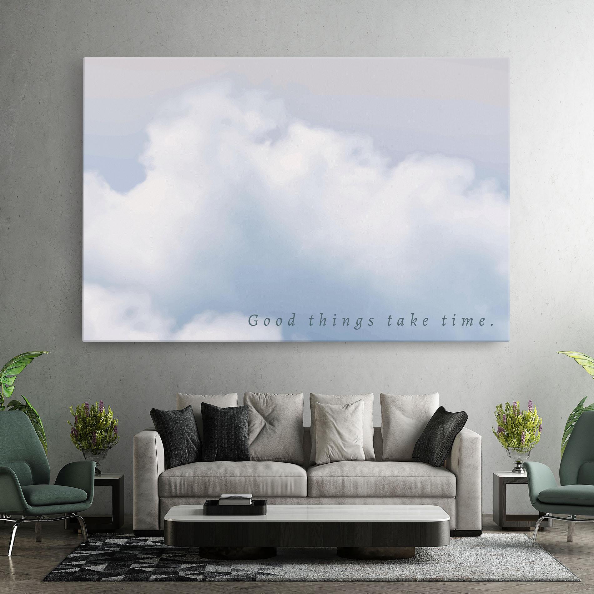 Tablou Canvas Clouds Text White mockup 7