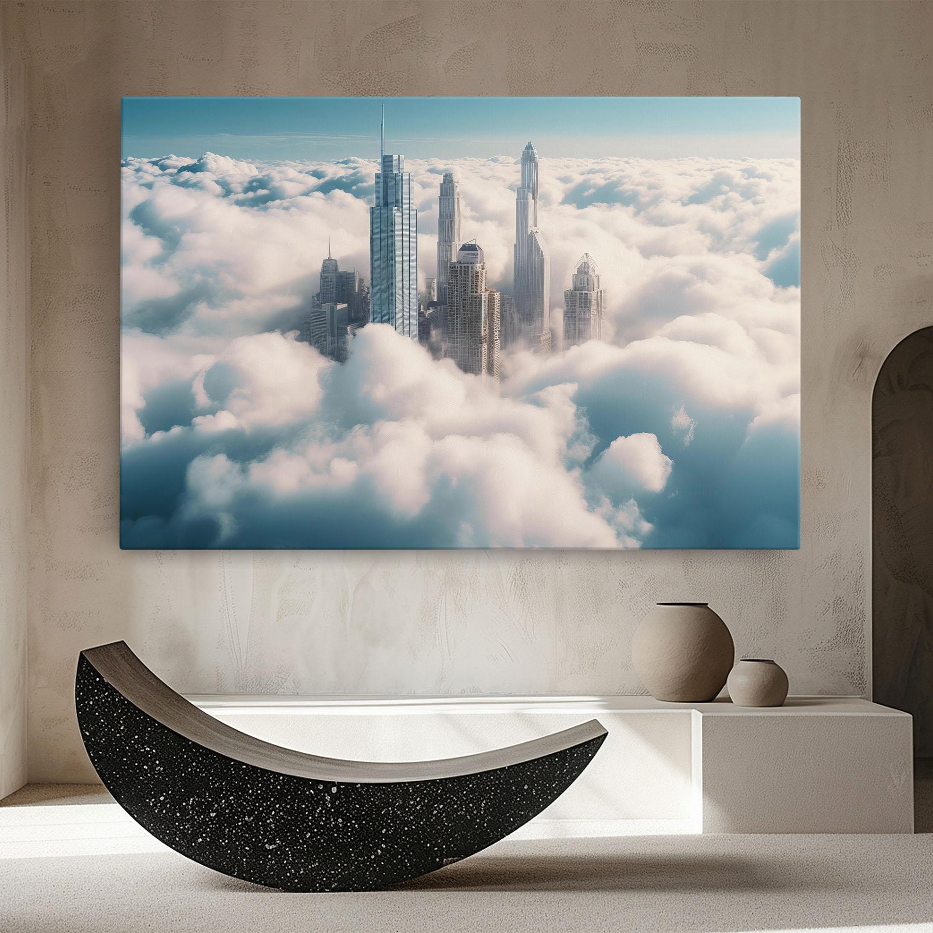 Tablou Canvas City Above Clouds mockup 8