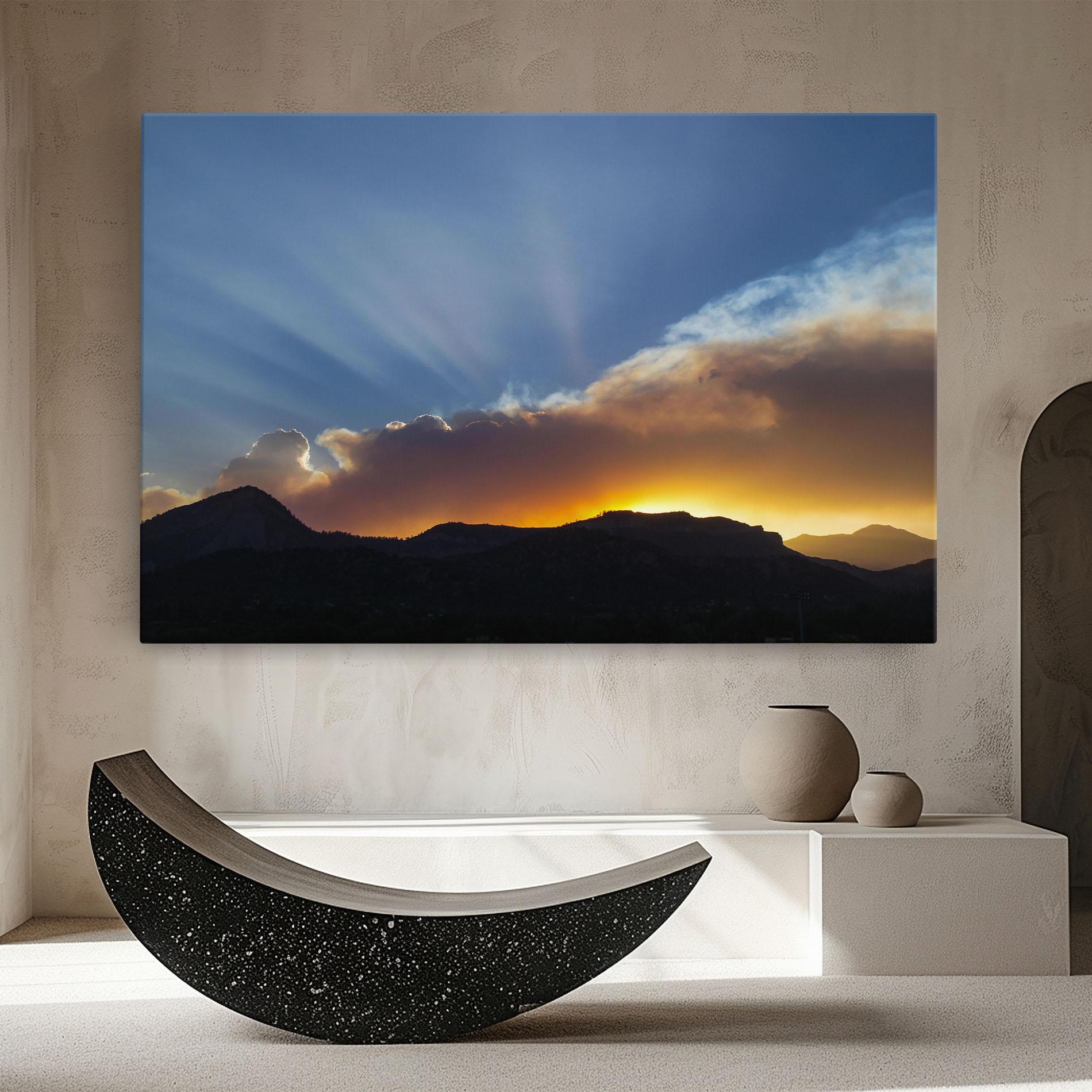 Tablou Canvas Mountain Silhouette Sunrise mockup 8