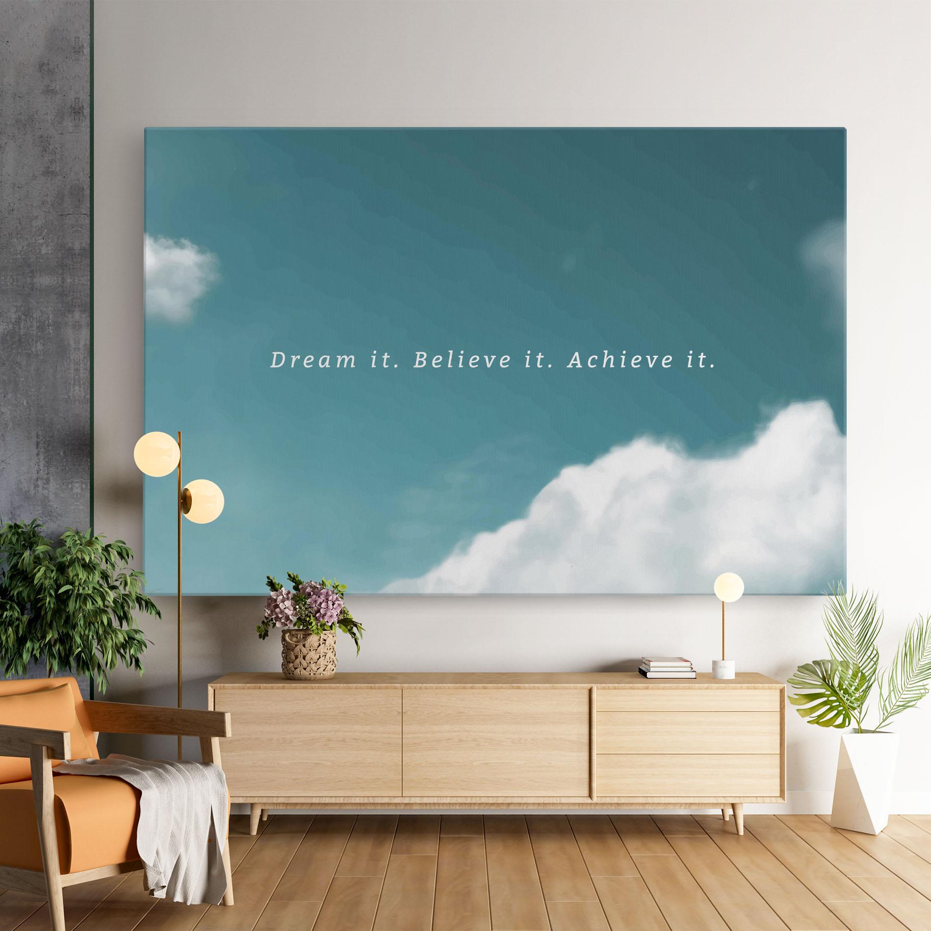 Tablou Canvas Clouds Text Green mockup 9