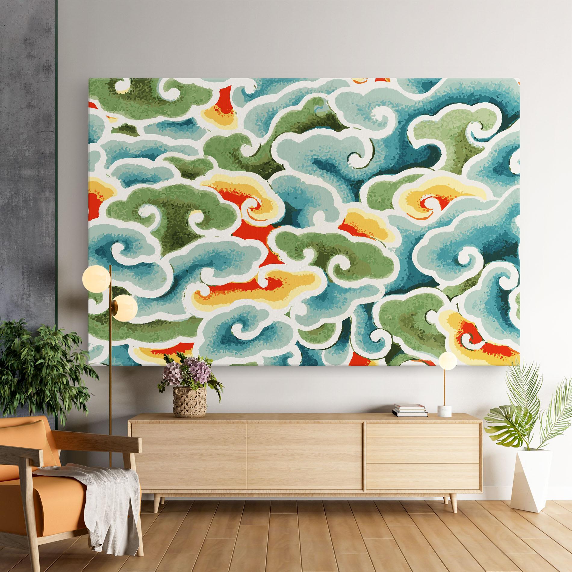 Tablou Canvas Green Blue Clouds mockup 9