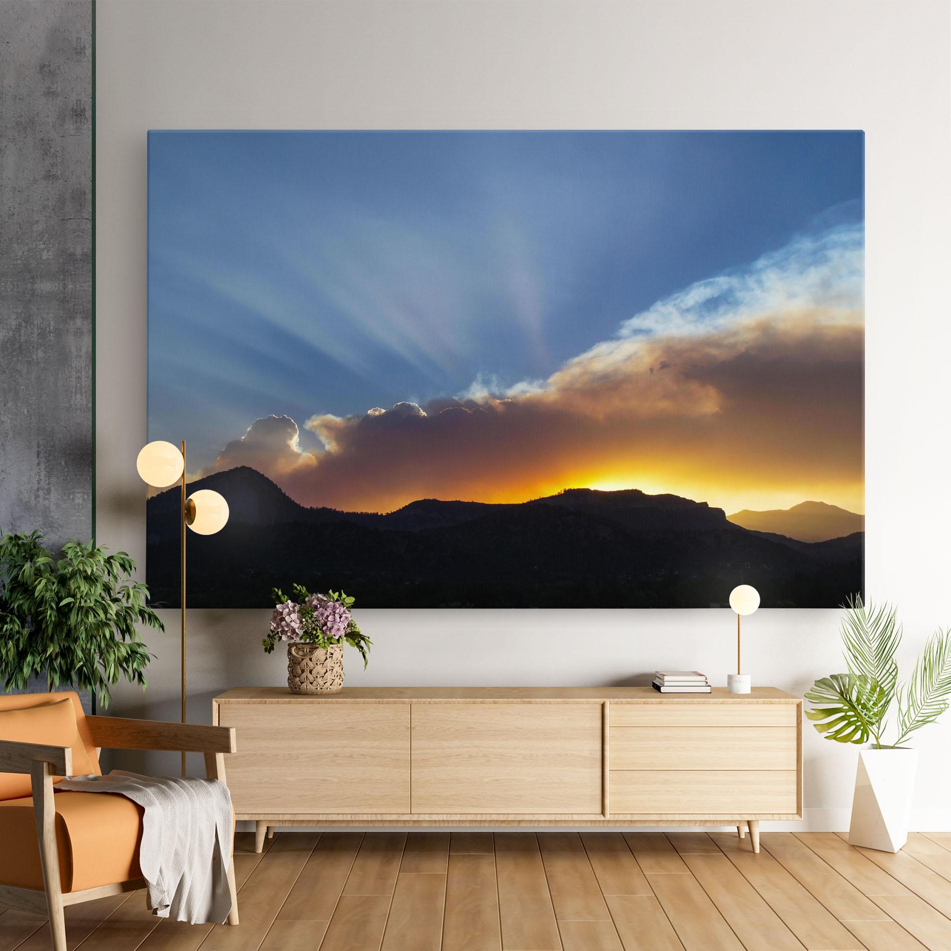 Tablou Canvas Mountain Silhouette Sunrise mockup 9