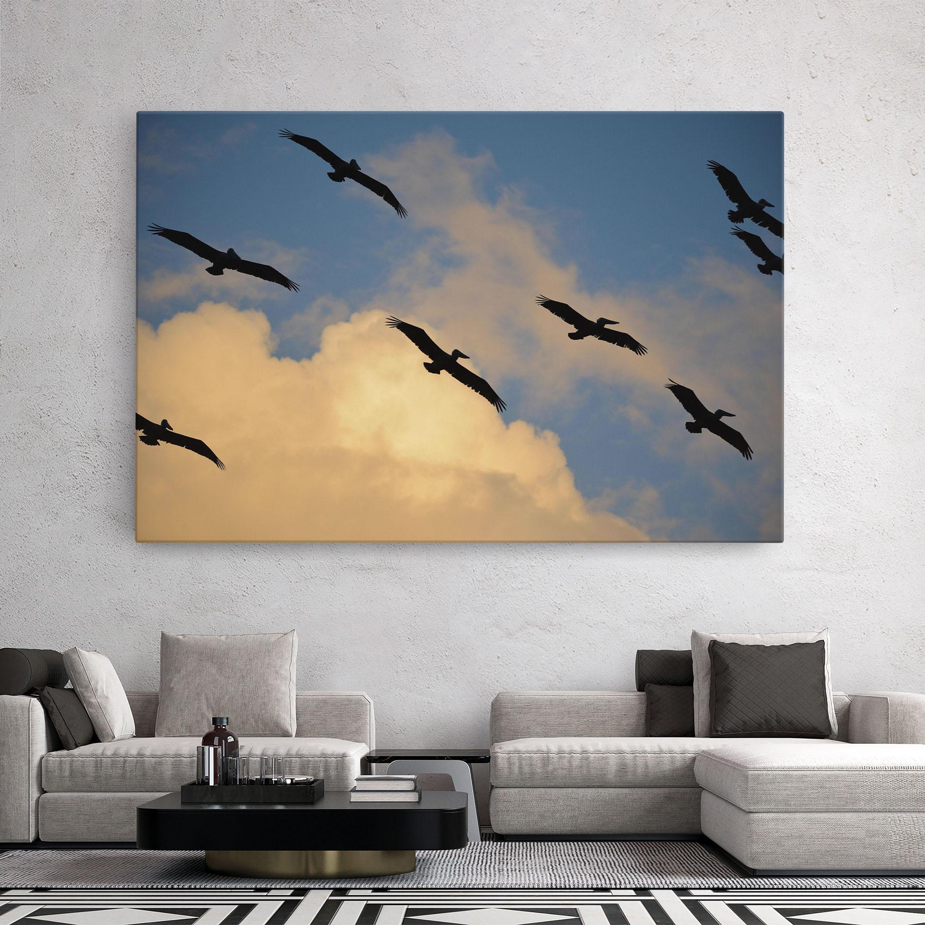 Tablou Canvas Bird Shilouette Cloud mockup 2