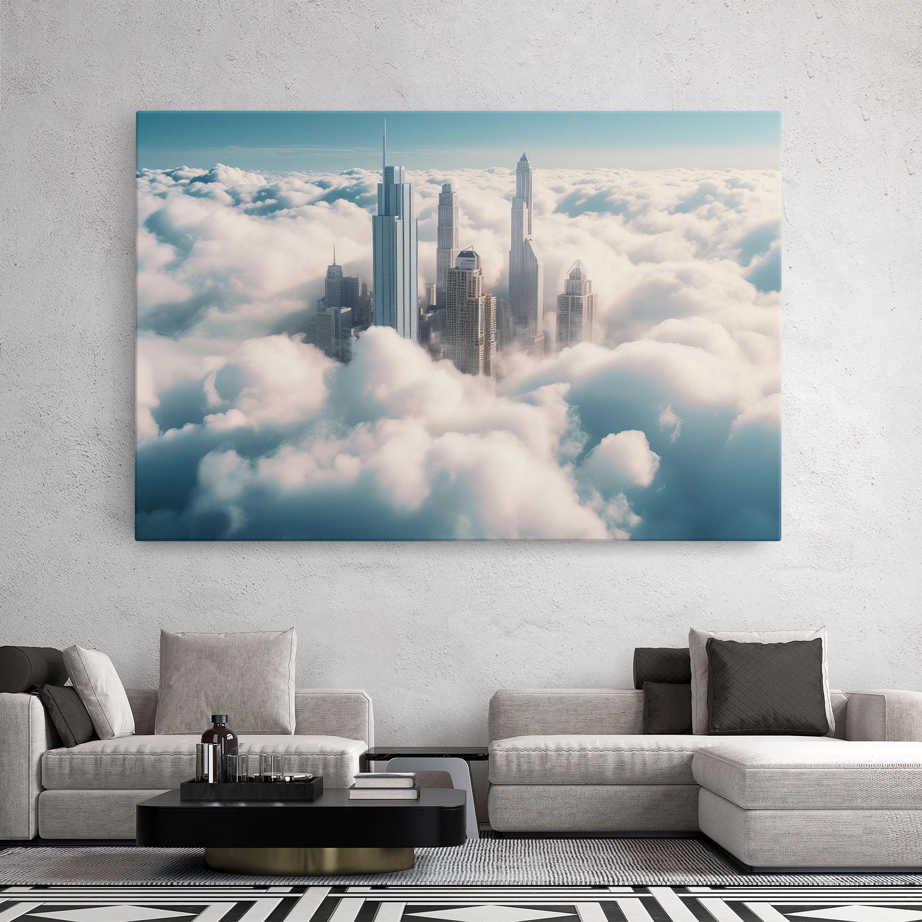 Tablou Canvas City Above Clouds mockup 2