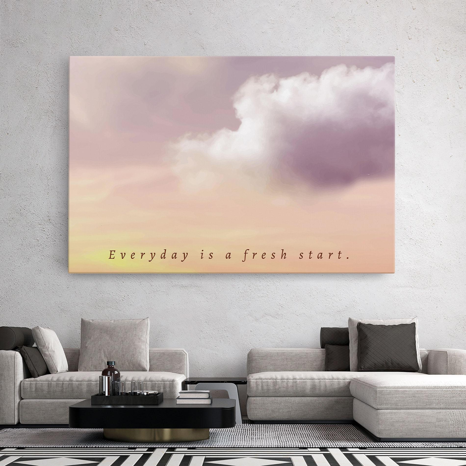 Tablou Canvas Clouds Text Cream mockup 2