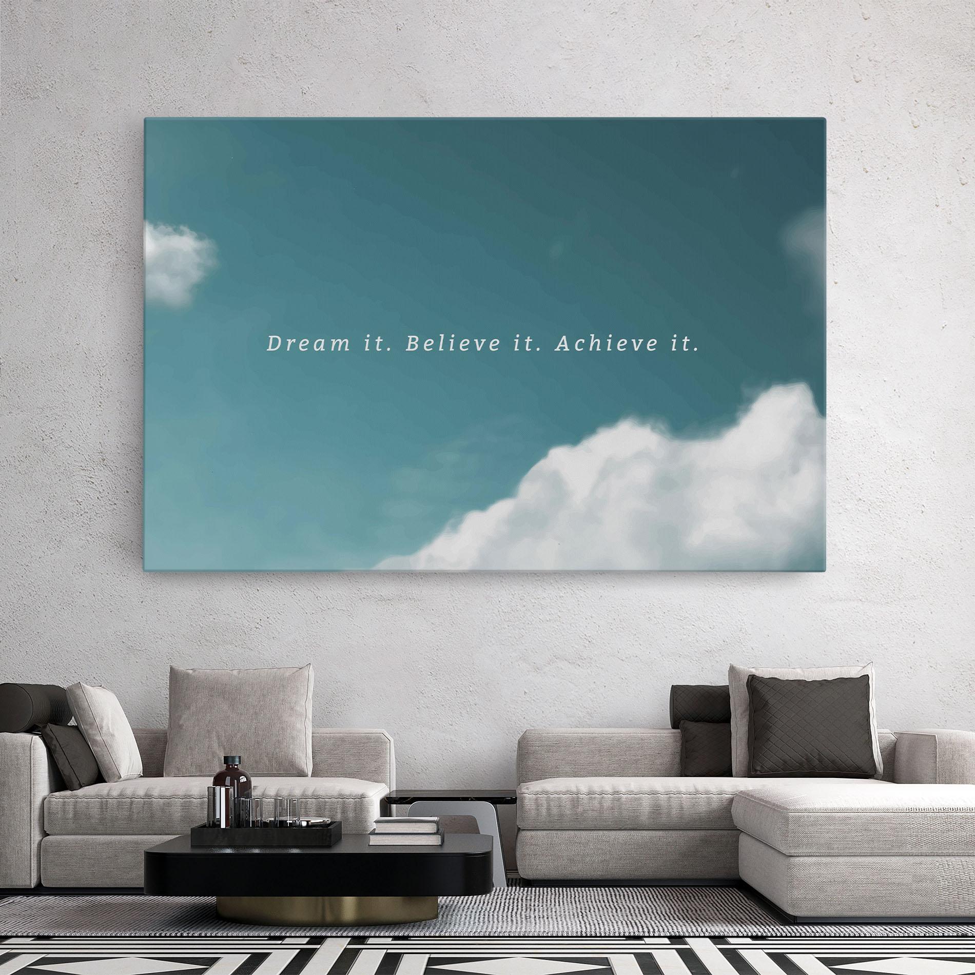 Tablou Canvas Clouds Text Green mockup 2